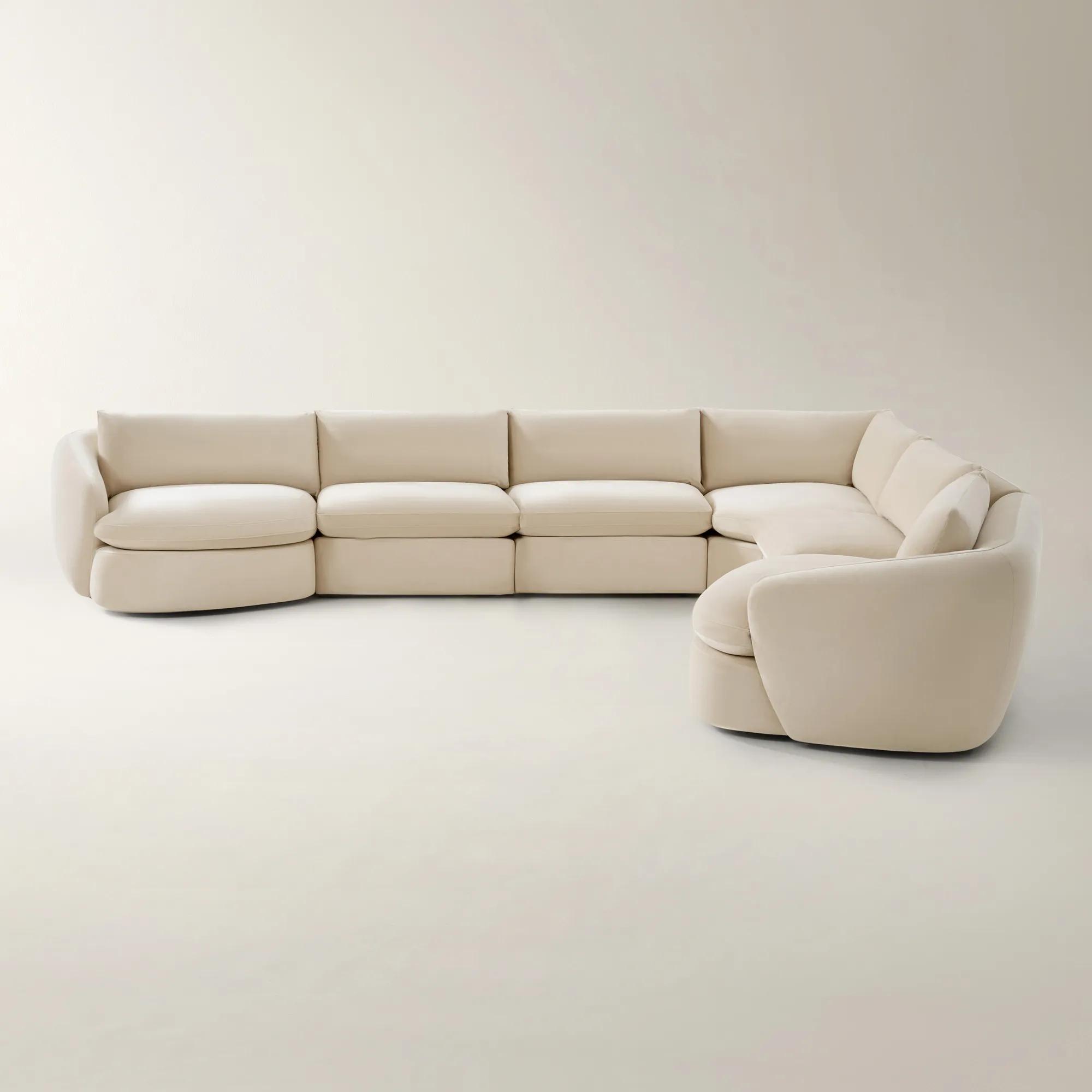 Sabrina 6-Piece Oatmeal Velvet Sectional