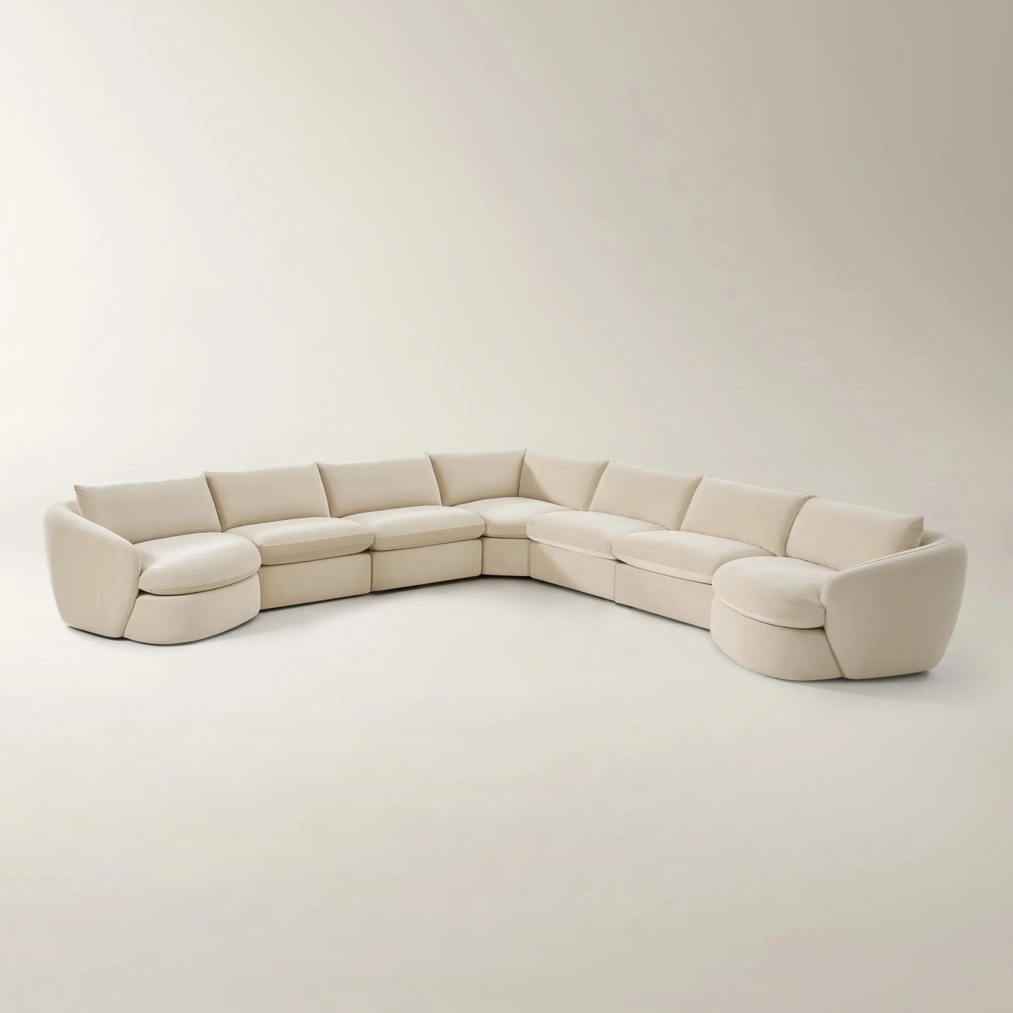 Sabrina L-Shaped Velvet  Sectional Sofa (148"-228") - Oatmeal