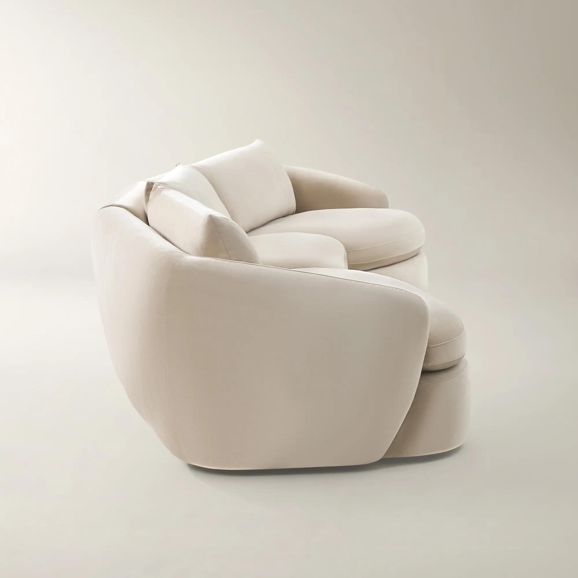 Sabrina L-Shaped Velvet  Sectional Sofa (148"-228") - Oatmeal