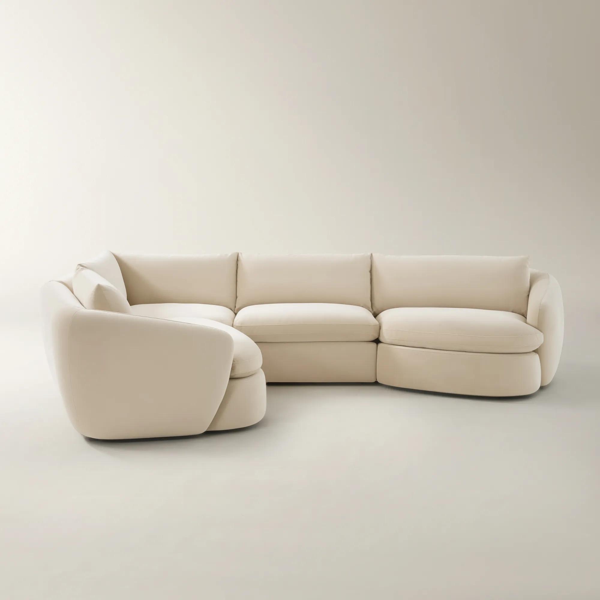 Sabrina 4-Piece Oatmeal Velvet Sectional With Left-Arm Chair