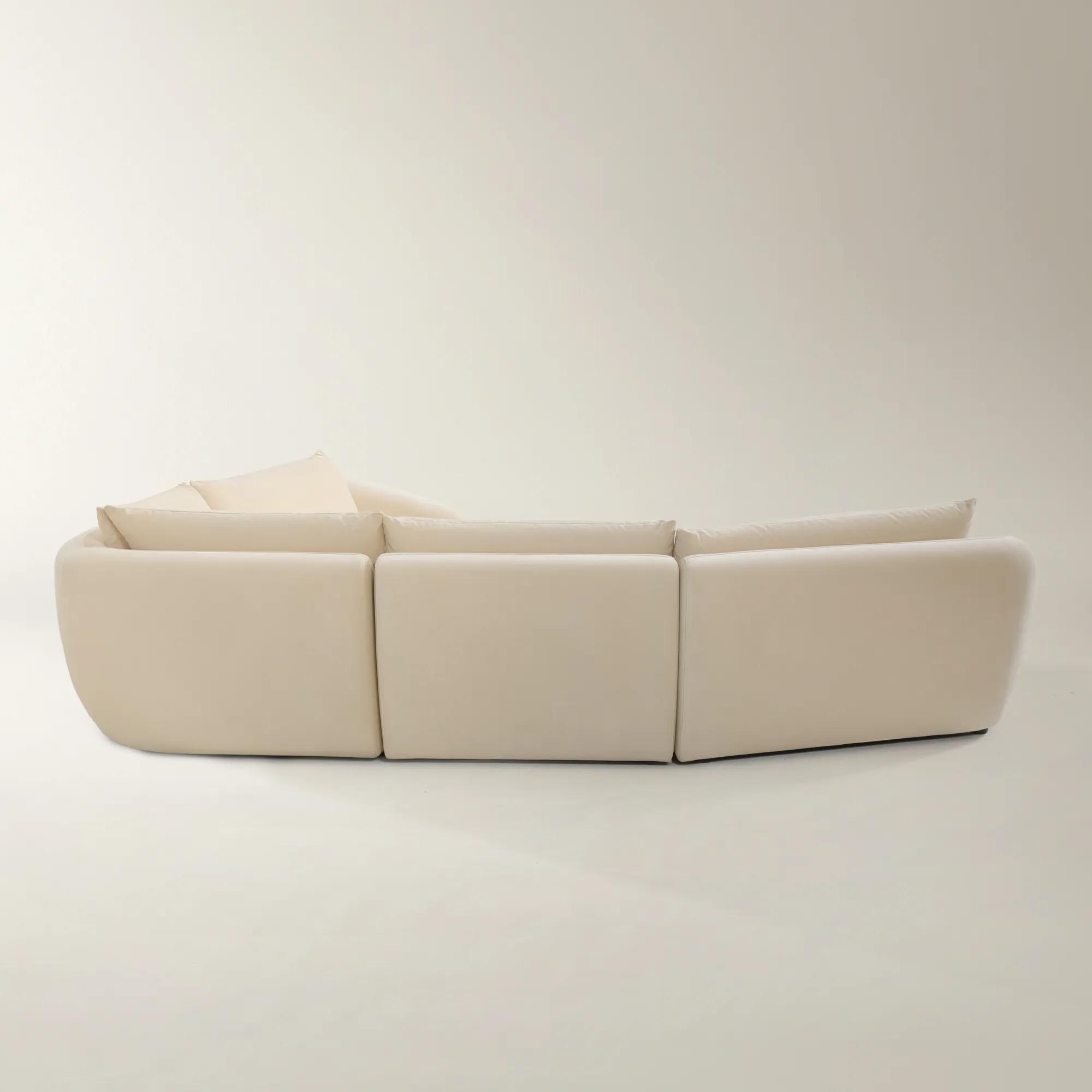 Sabrina 4-Piece Oatmeal Velvet Sectional With Right-Arm Chair