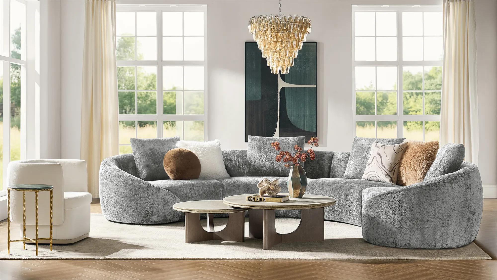 Irene 2-Piece Grey Chenille Sectional