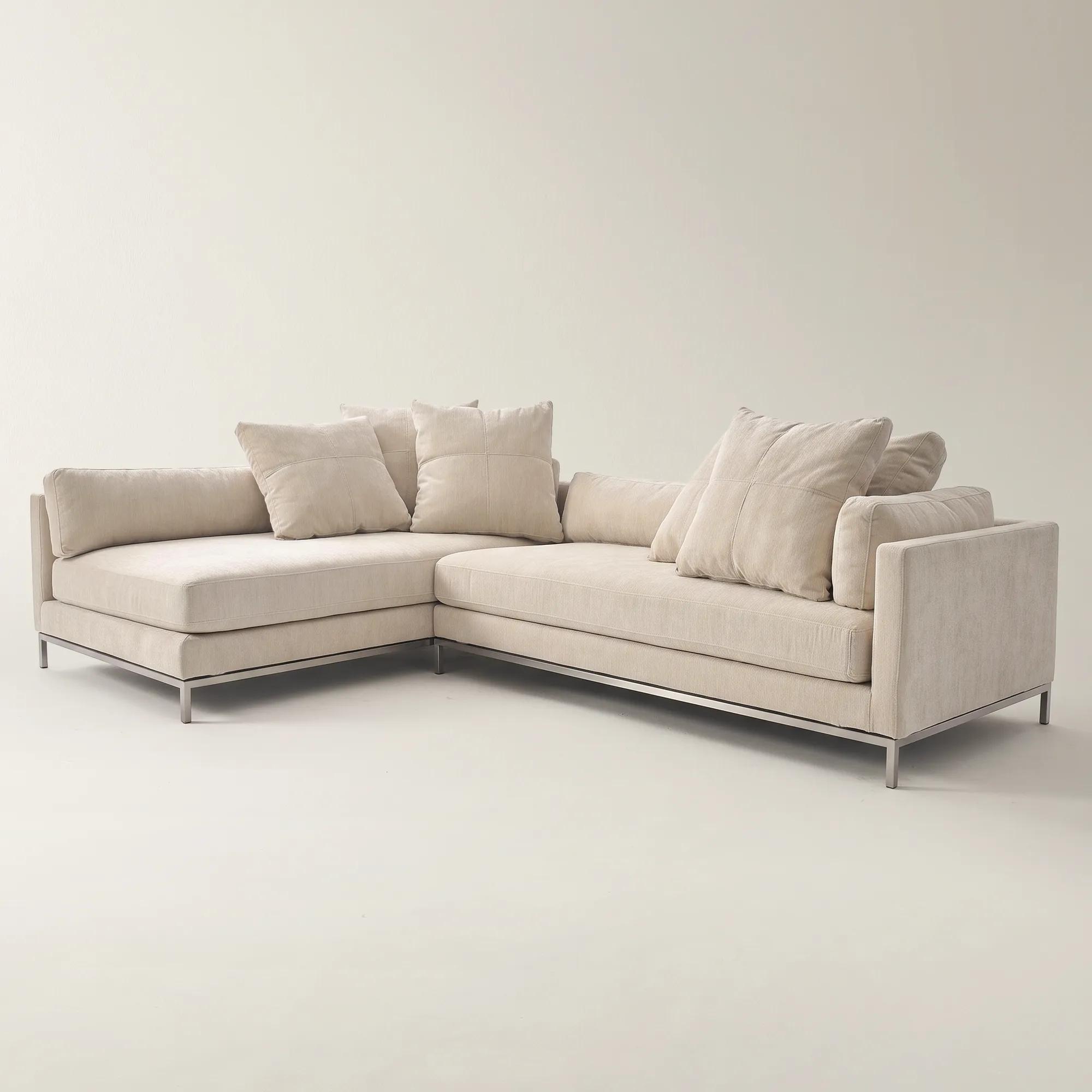 Ventura 2-Piece L-Shaped Snow Chenille Sectional Sofa With Right-Arm Chair