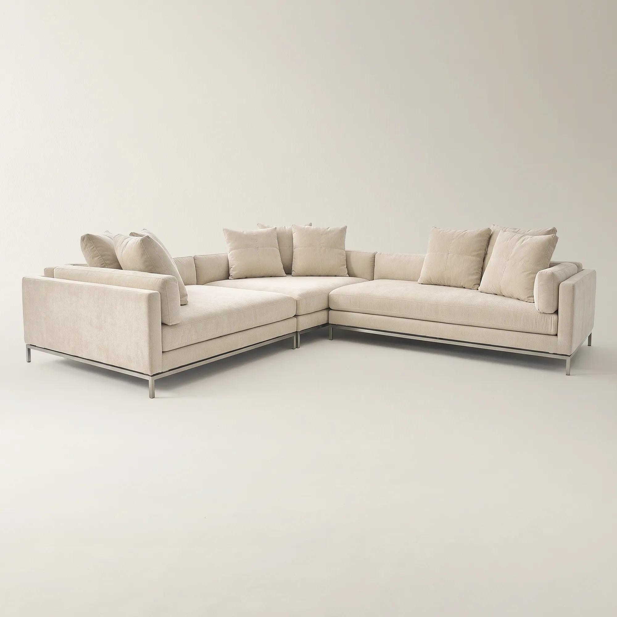 Ventura 3-Piece L-Shaped Snow Chenille Sectional Sofa With Right-Arm Chair | Z Gallerie