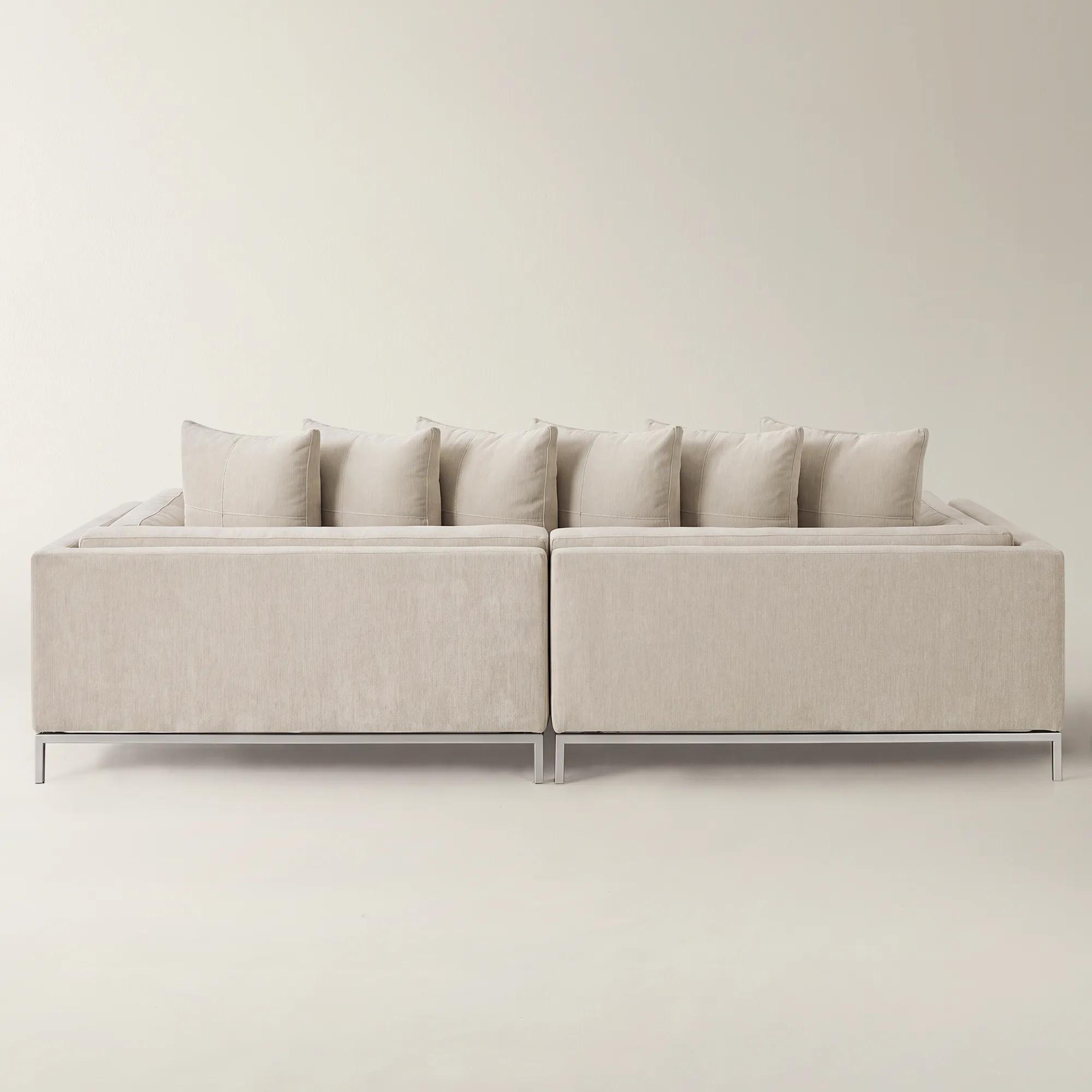 Ventura 2-Piece Square Snow Chenille Sectional Sofa
