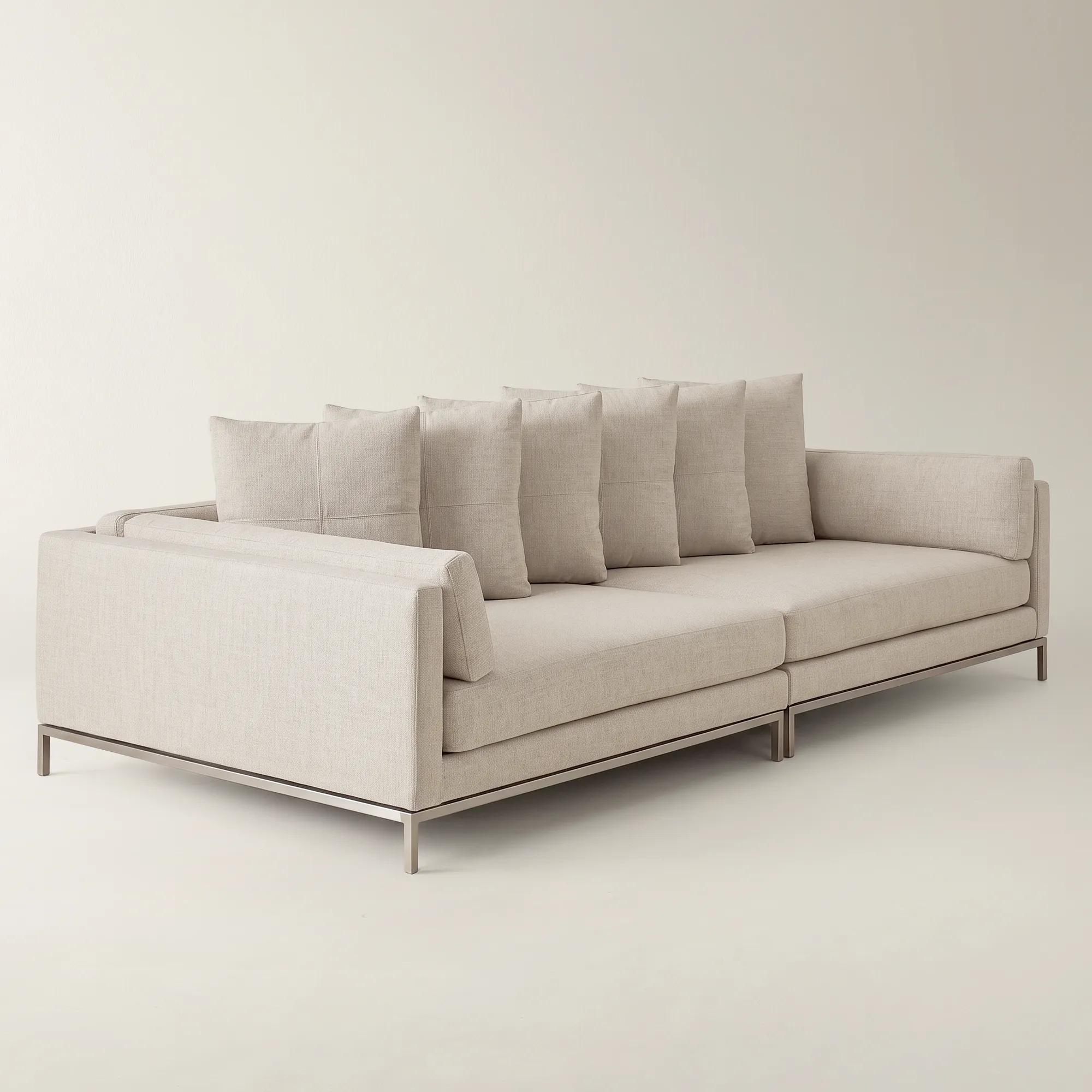 Ventura 2-Piece Square Snow Chenille Sectional Sofa
