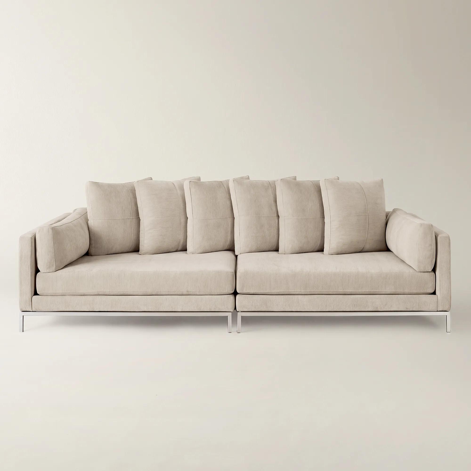 Ventura 2-Piece Square Snow Chenille Sectional Sofa