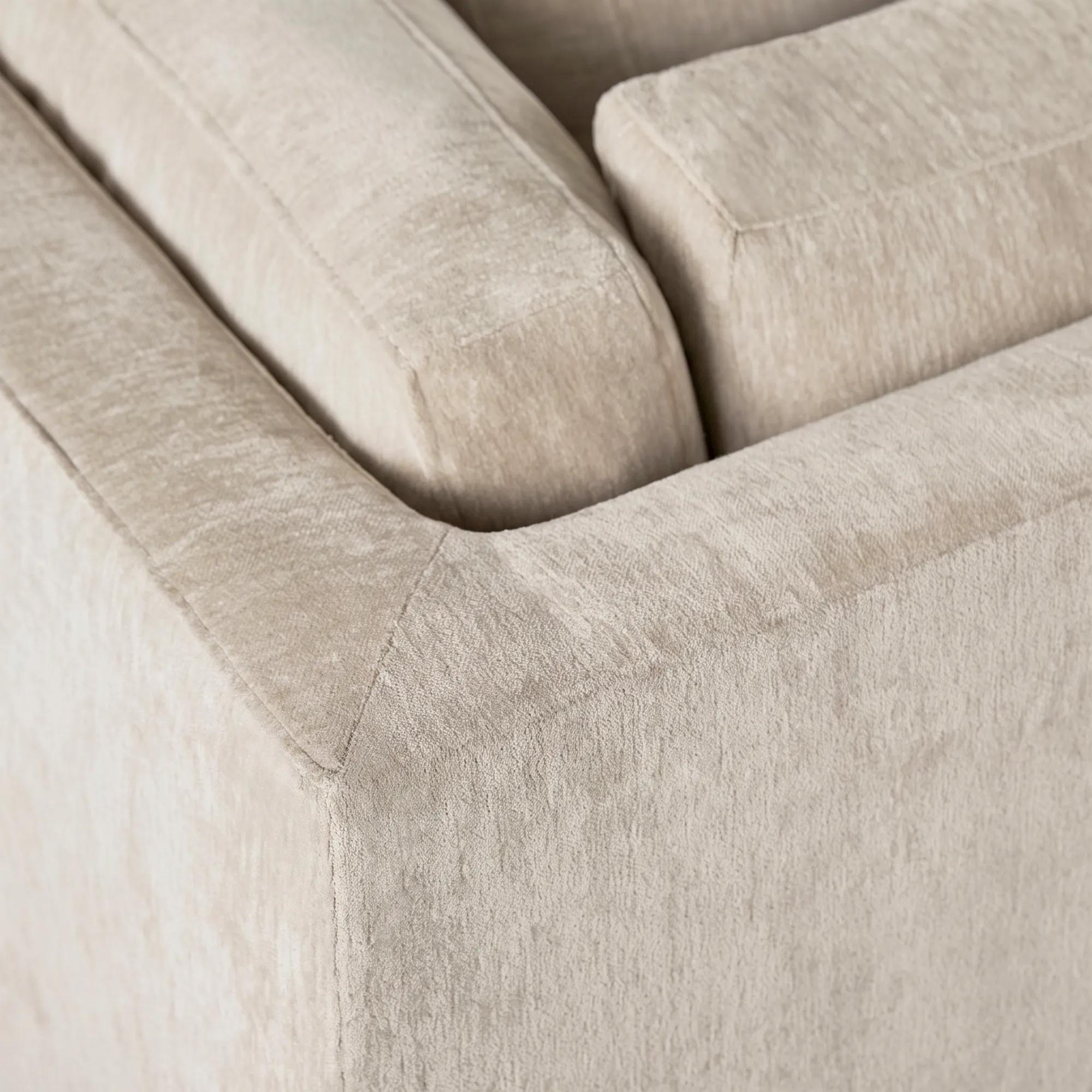 Ventura 2-Piece Square Snow Chenille Sectional Sofa