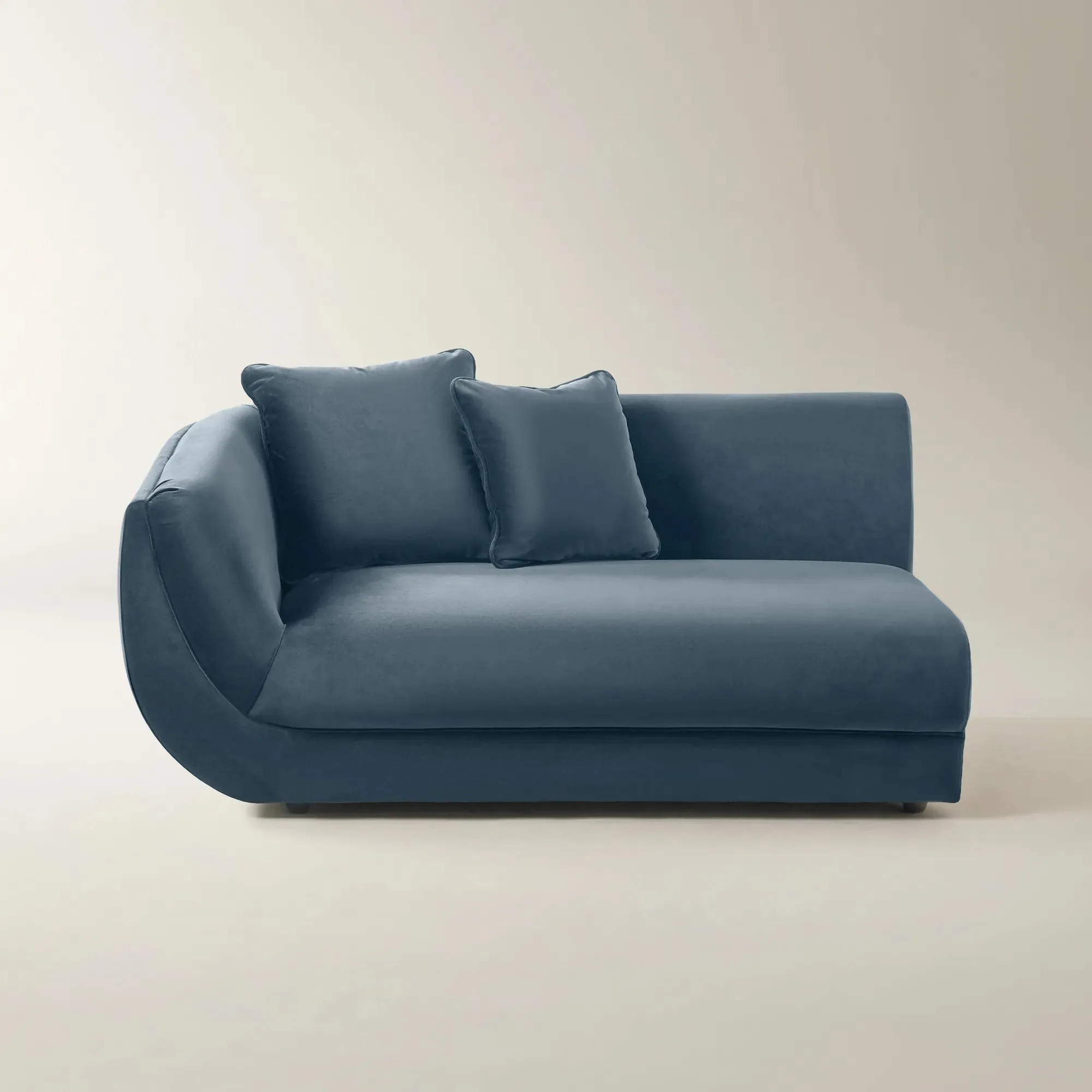 Curvia Dusty Blue Velvet Sectional Sofa Component