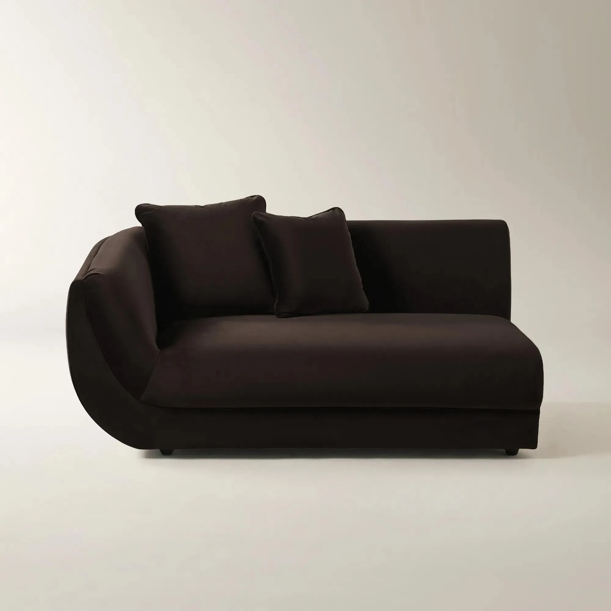 Curvia Dark Chocolate Velvet Sectional Sofa Component