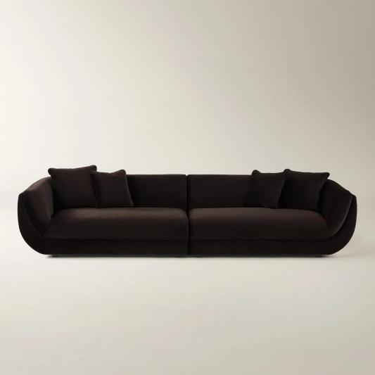 Curvia 2-Piece Dark Chocolate Velvet Grand Sectional Sofa