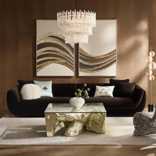 Curvia 2-Piece Dark Chocolate Velvet Grand Sectional Sofa