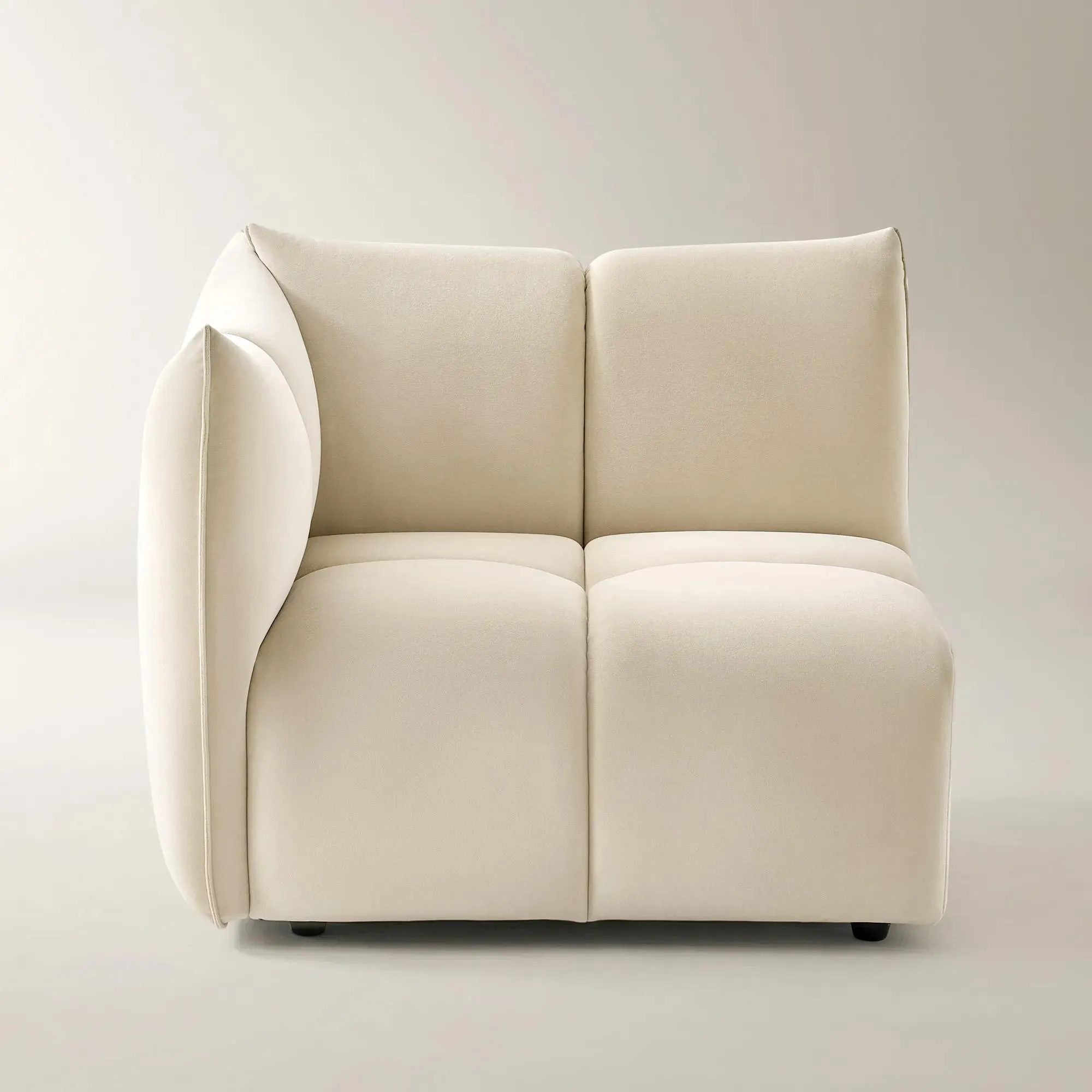 Reina Tufted Oatmeal Velvet Sectional Sofa Component