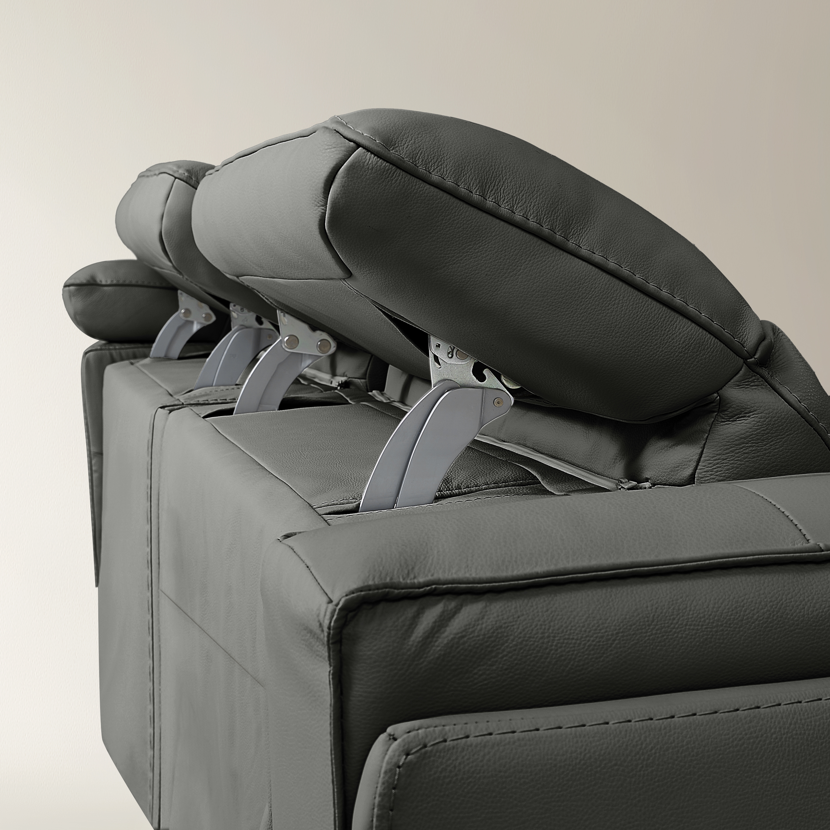 Terra 4-Piece Charcoal Leather Sectional With Right-Arm Chair