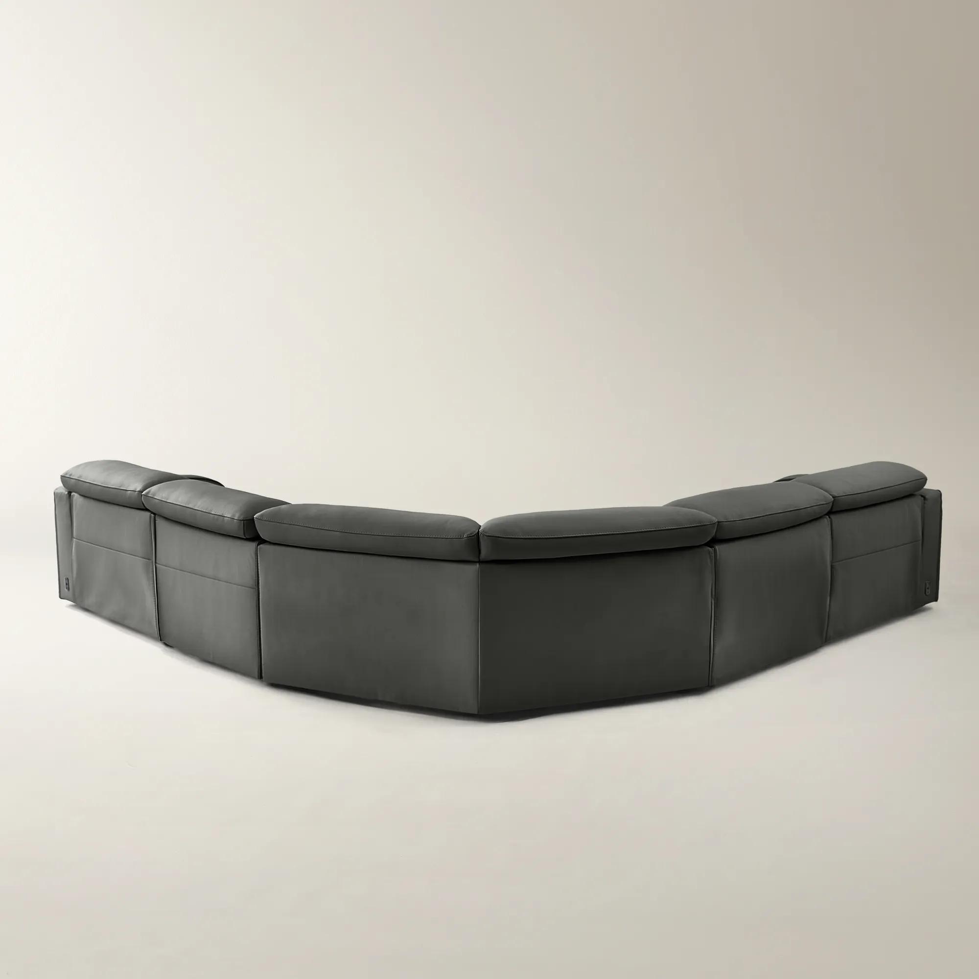 Terra 5-Piece Charcoal Leather Sectional