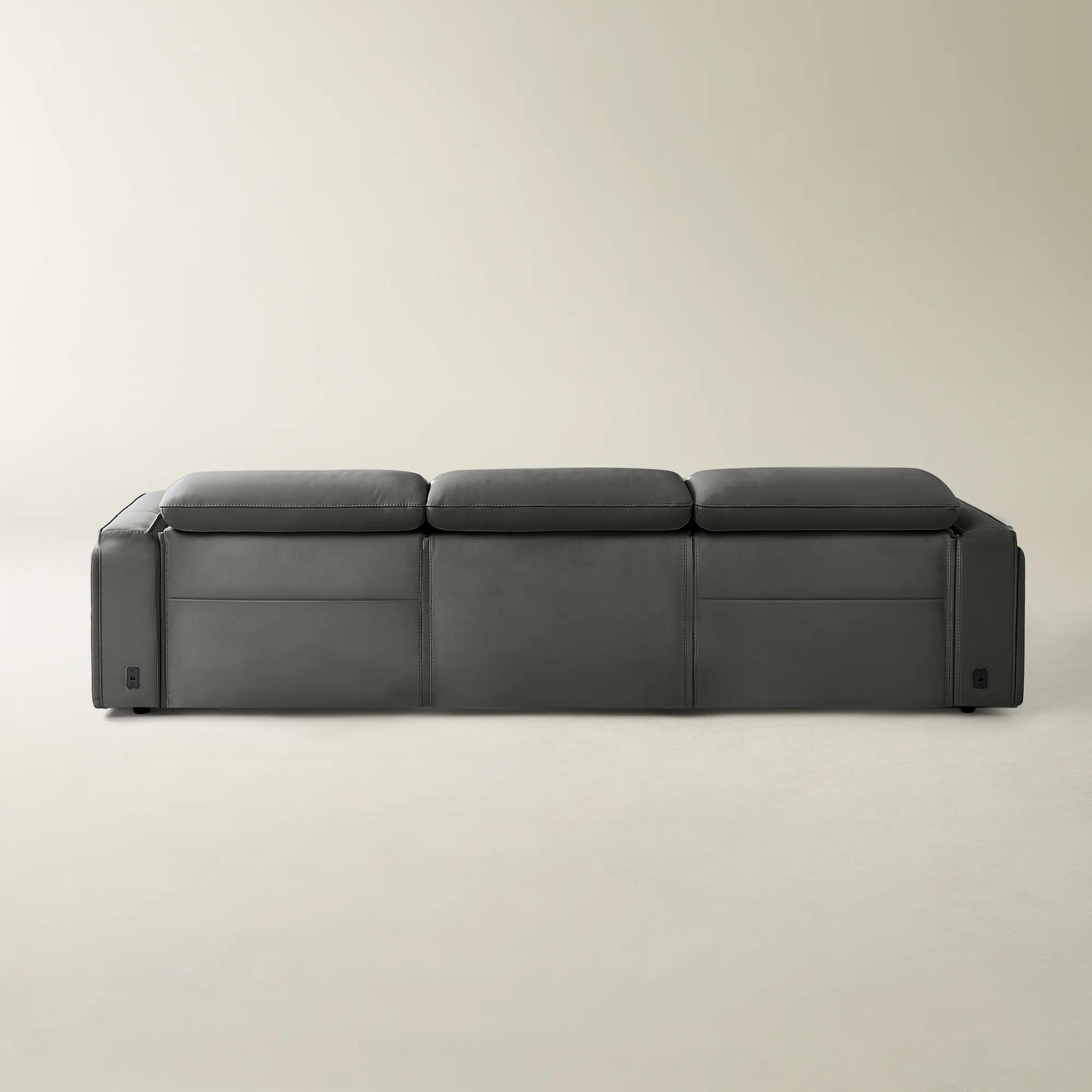 Terra 3-Piece Reclining Charcoal Leather Sectional