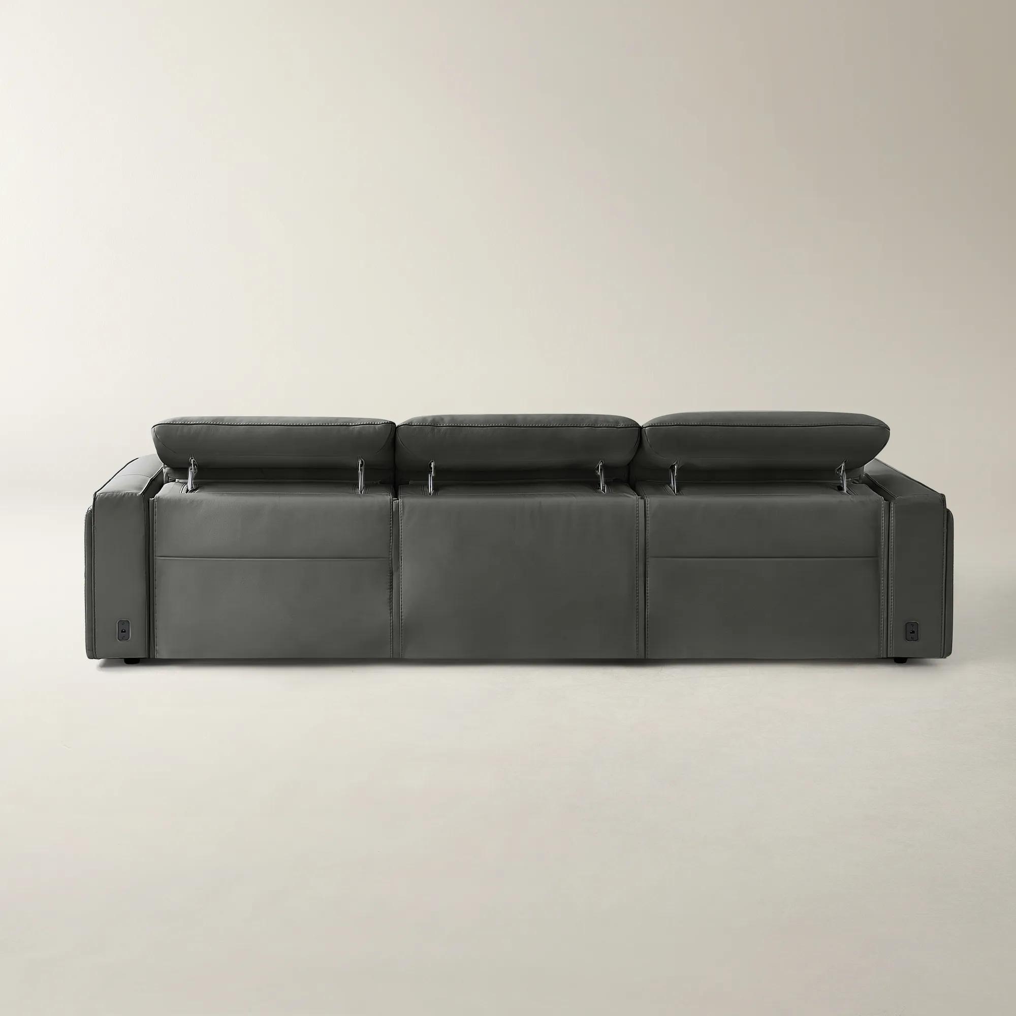 Terra 3-Piece Reclining Charcoal Leather Sectional