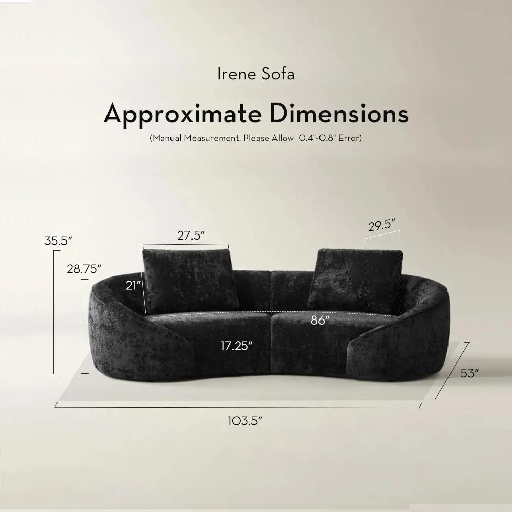 Irene 2-Piece Black Chenille Sectional