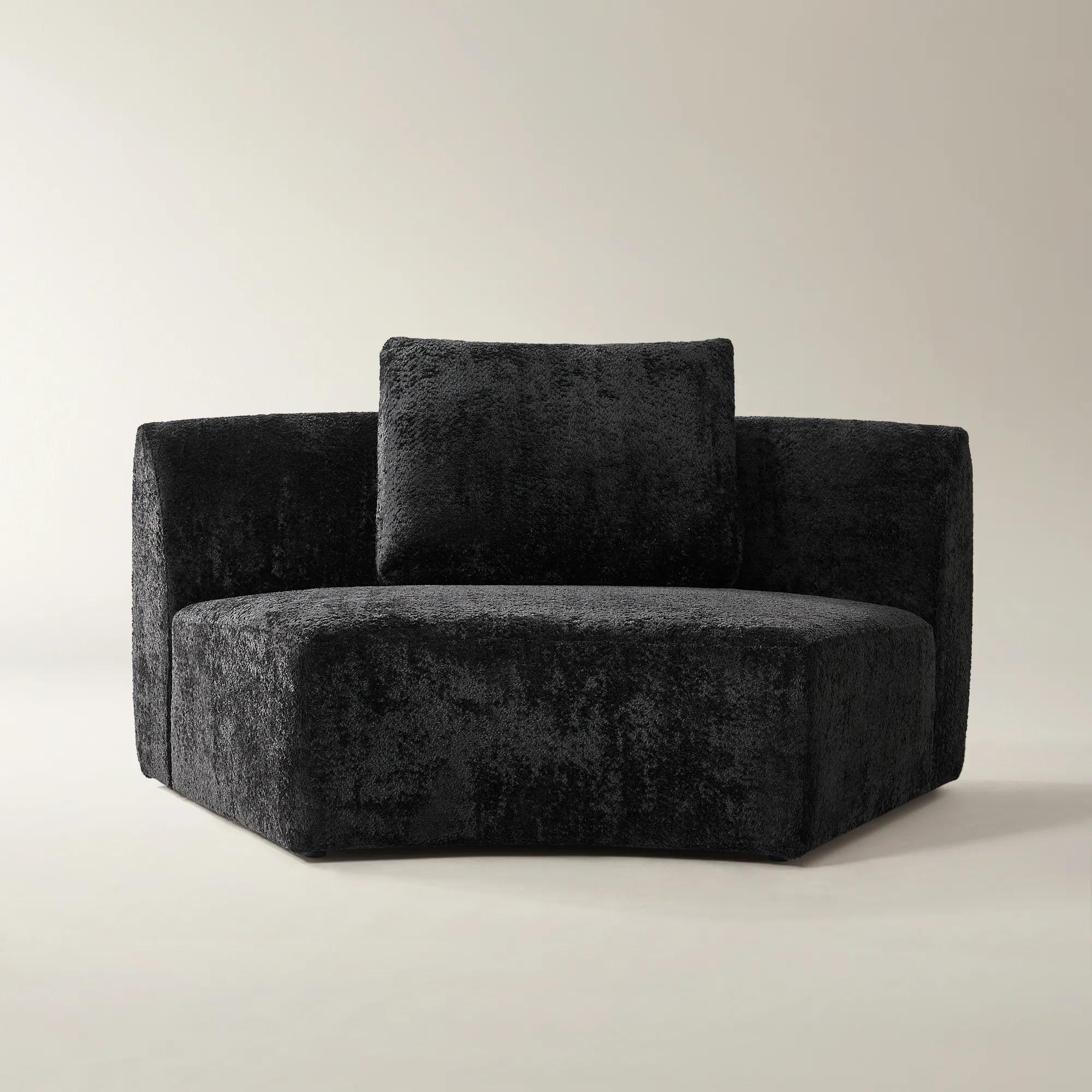 Irene Black Chenille Armless Chair
