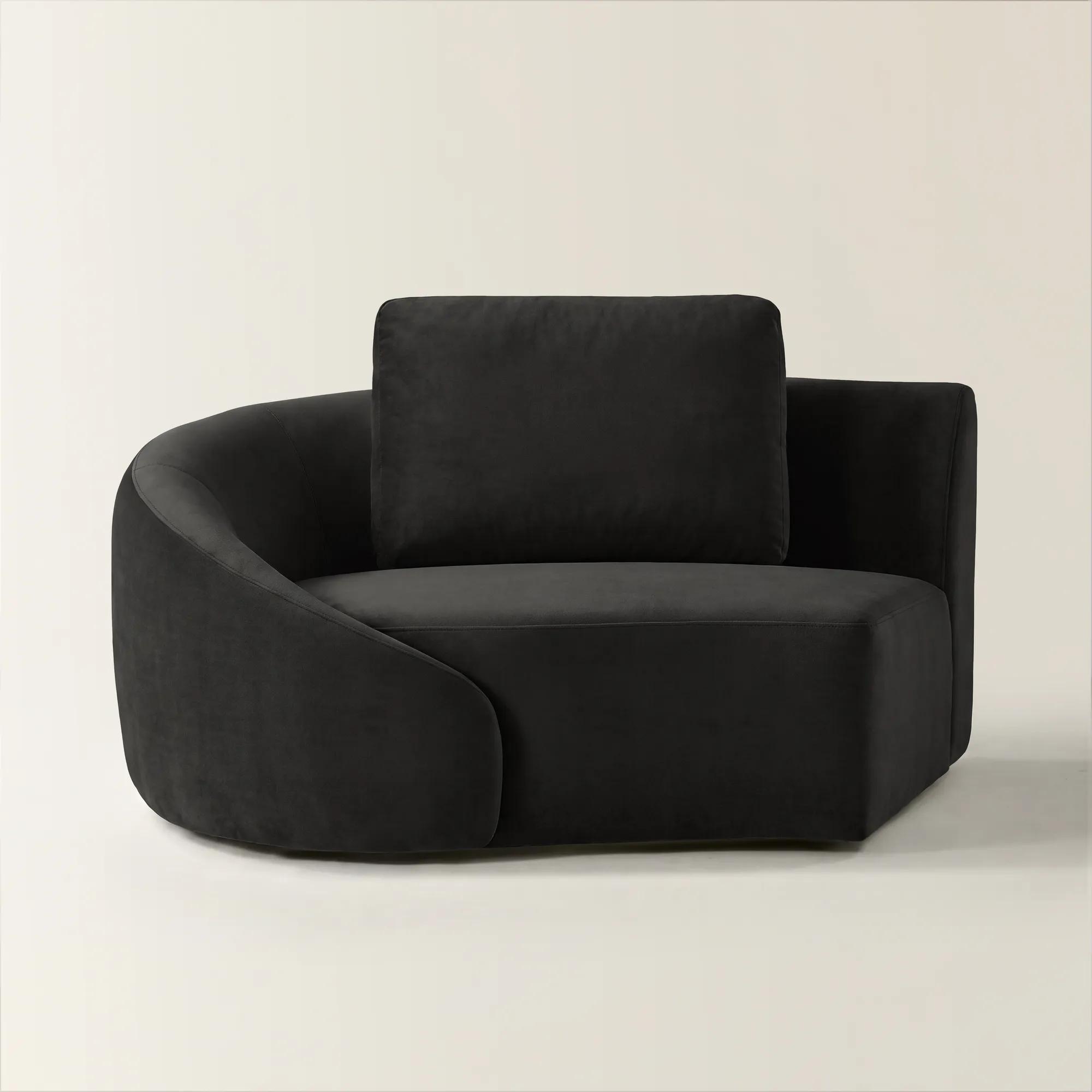 Irene Charcoal Velvet Left-Arm Chair
