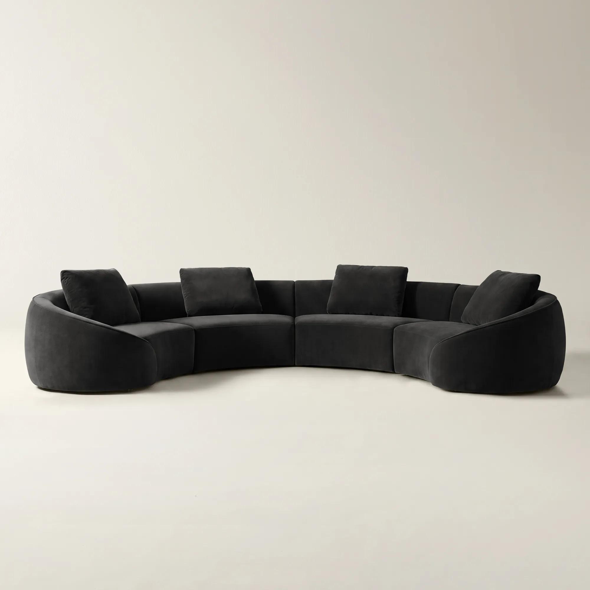 Irene 4-Piece Charcoal Velvet Sectional Sofa