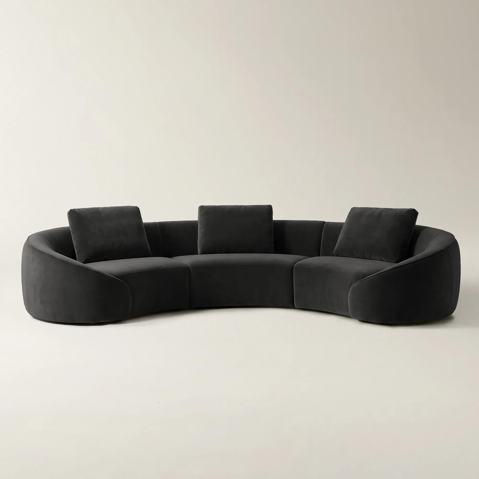 Irene 3-Piece Charcoal Velvet Sectional Sofa