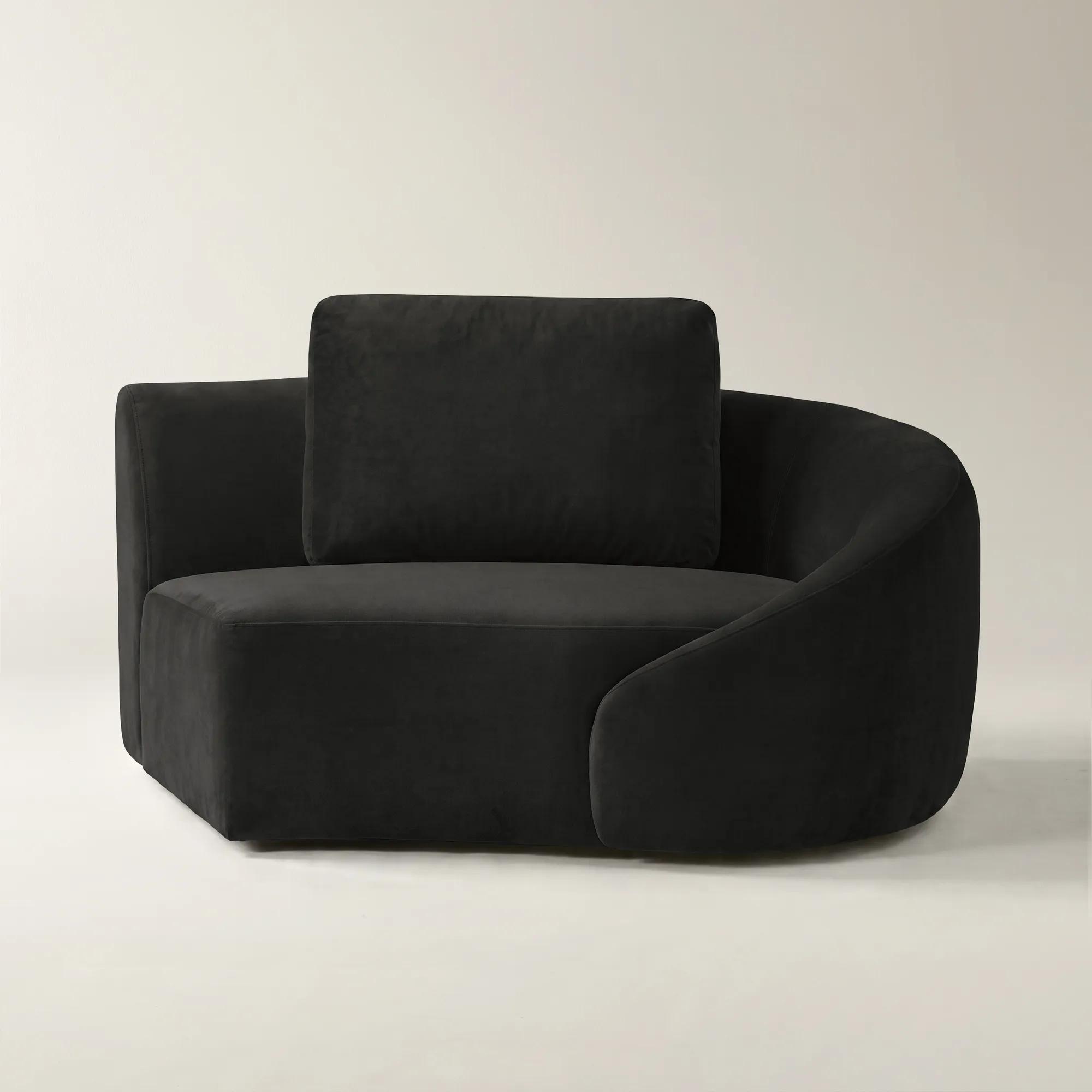 Irene Charcoal Velvet Right-Arm Chair