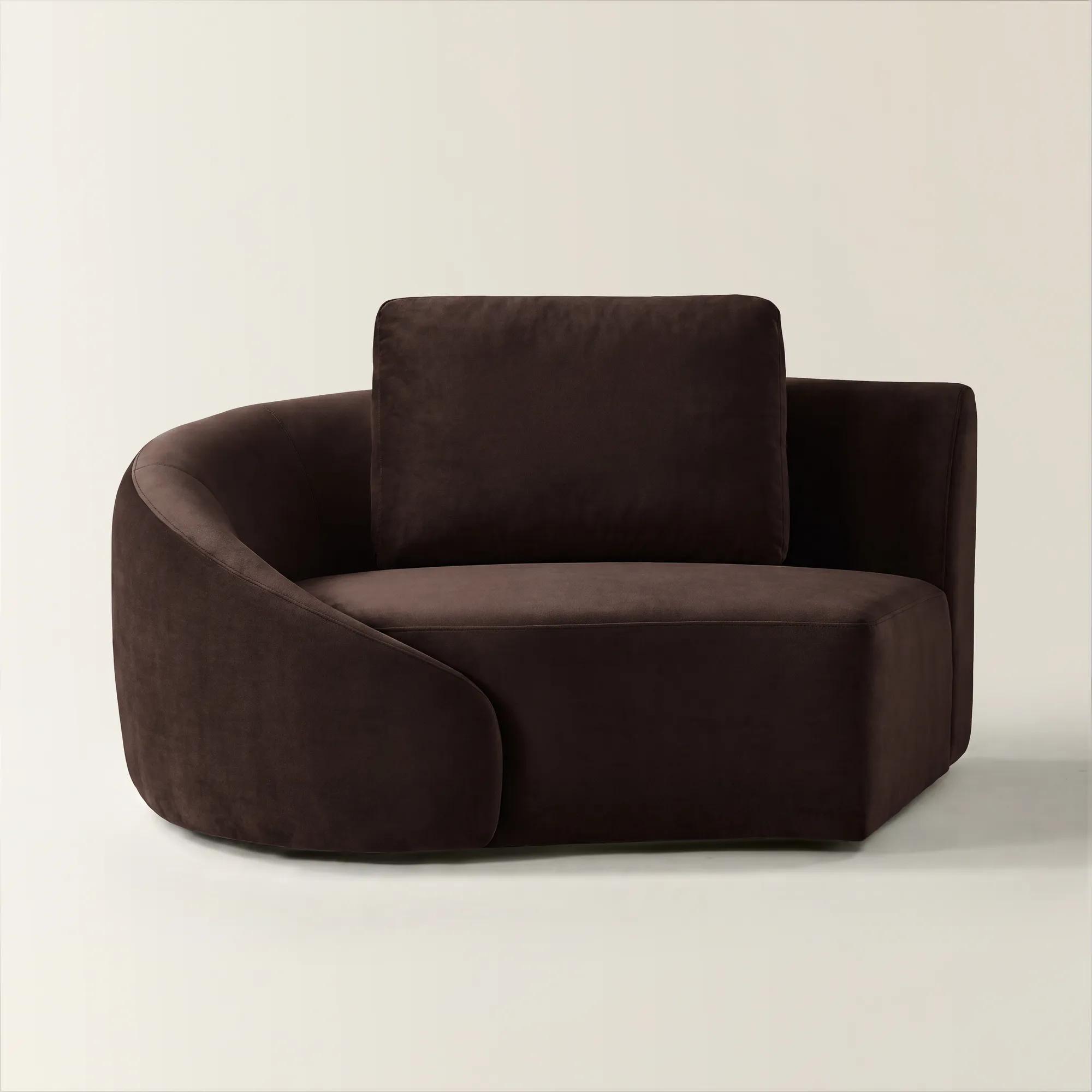 Irene Dark Chocolate Velvet Left-Arm Chair