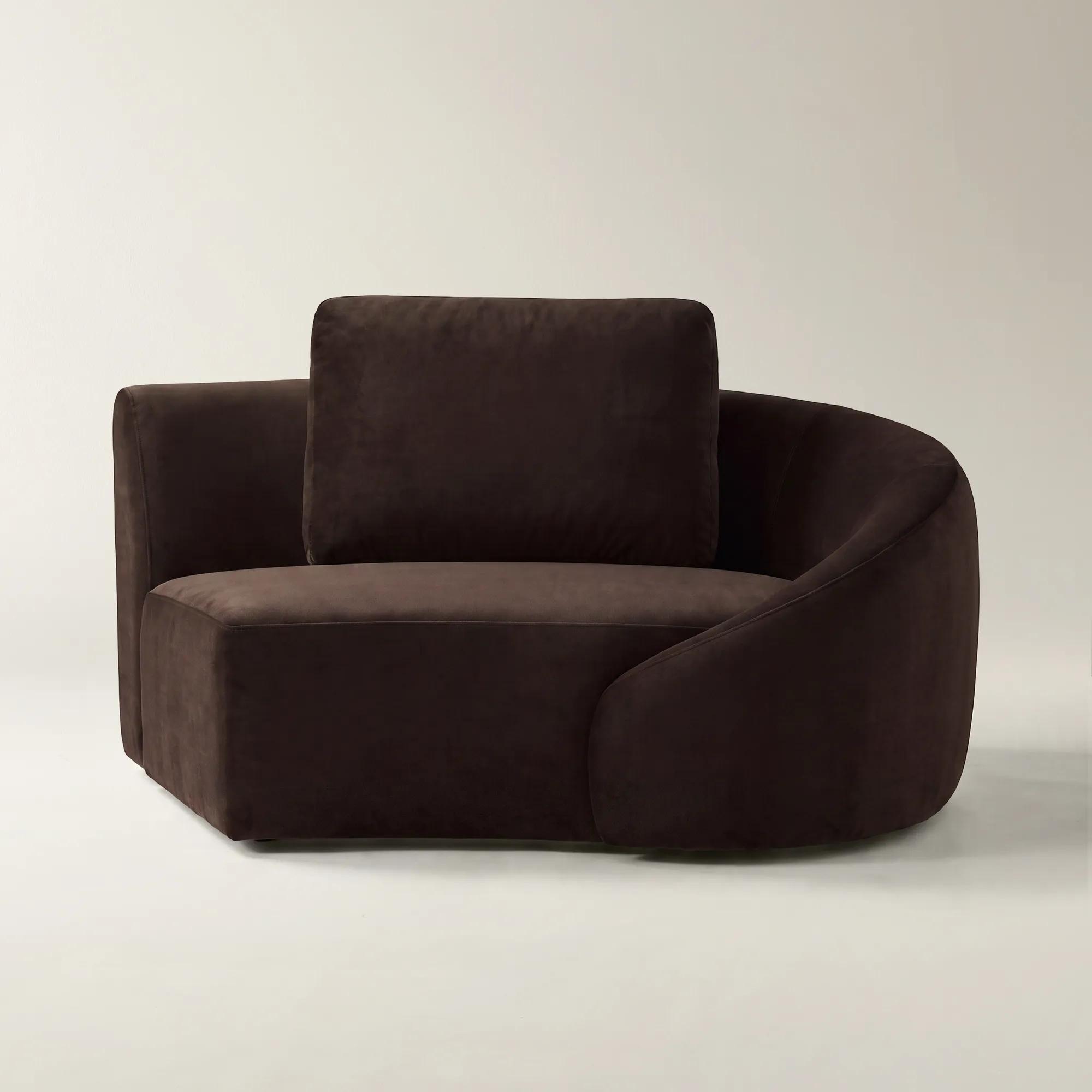 Irene Dark Chocolate Velvet Right-Arm Chair