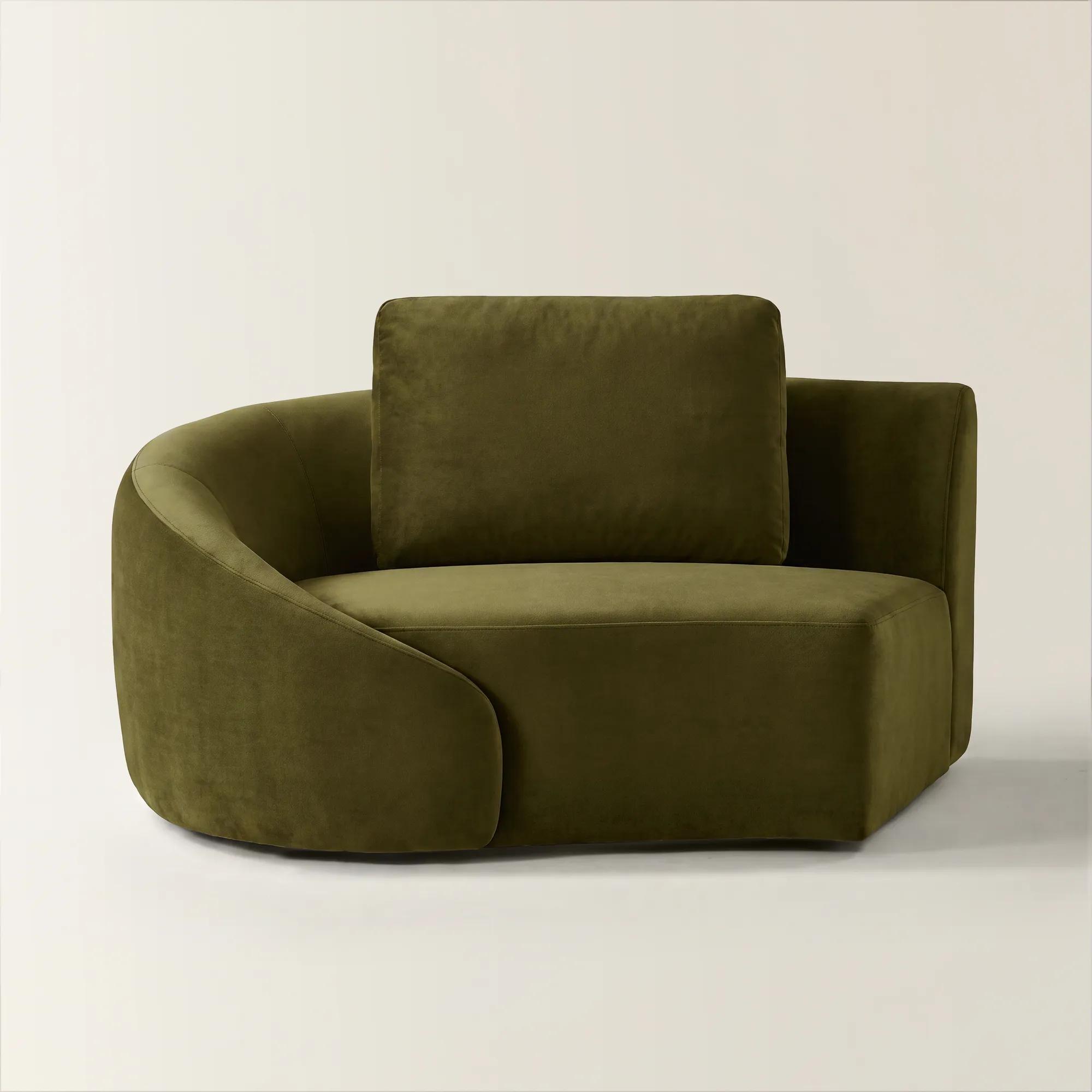 Irene Deep Olive Velvet Left-Arm Chair