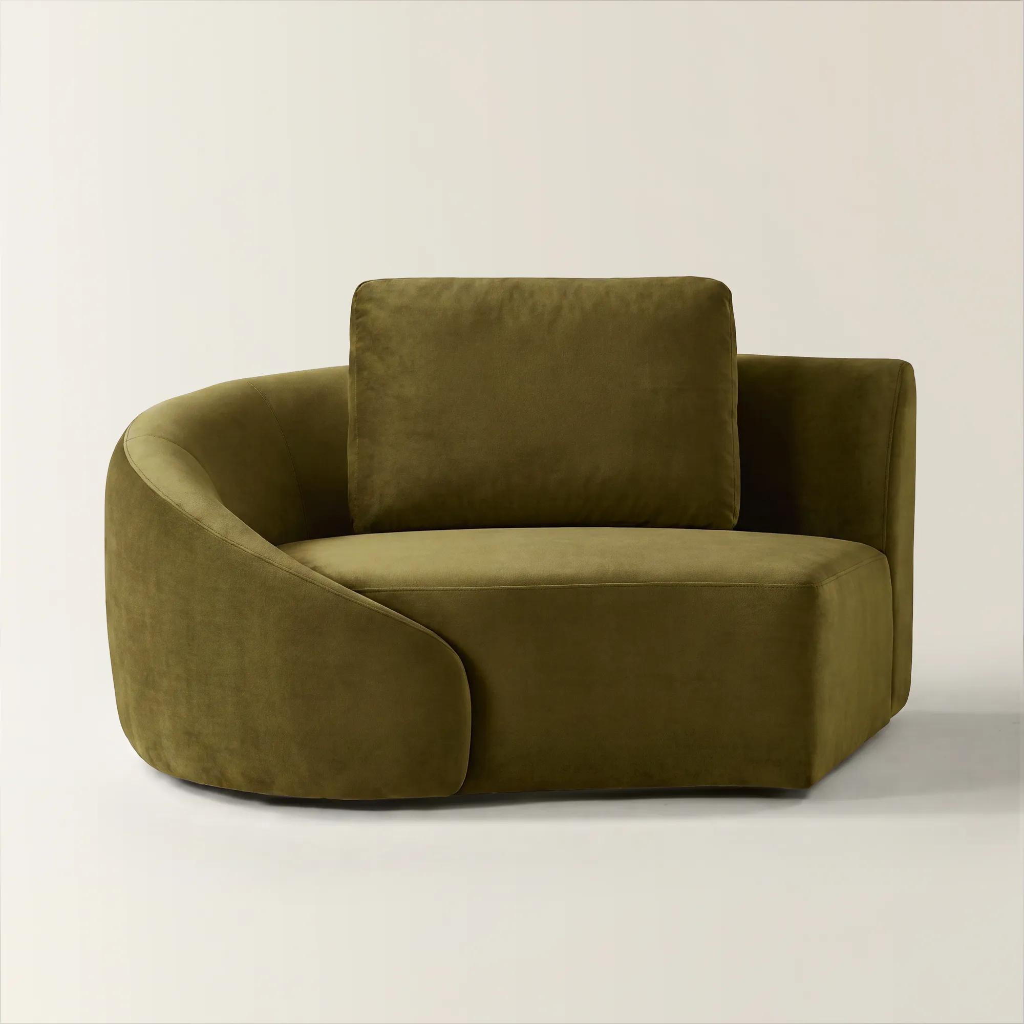 Irene Deep Olive Velvet Left-Arm Chair
