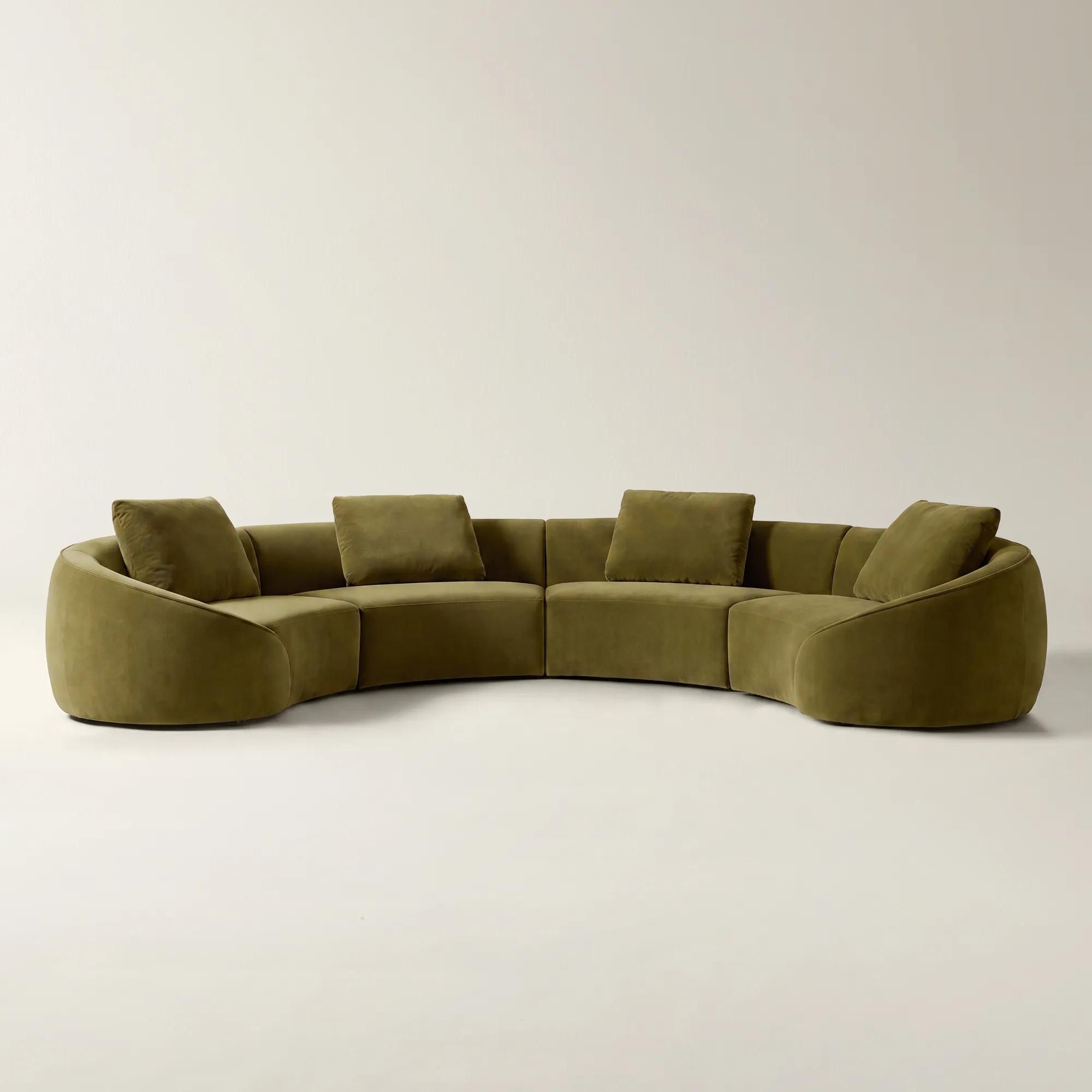 Irene 4-Piece Deep Olive Velvet Sectional Sofa