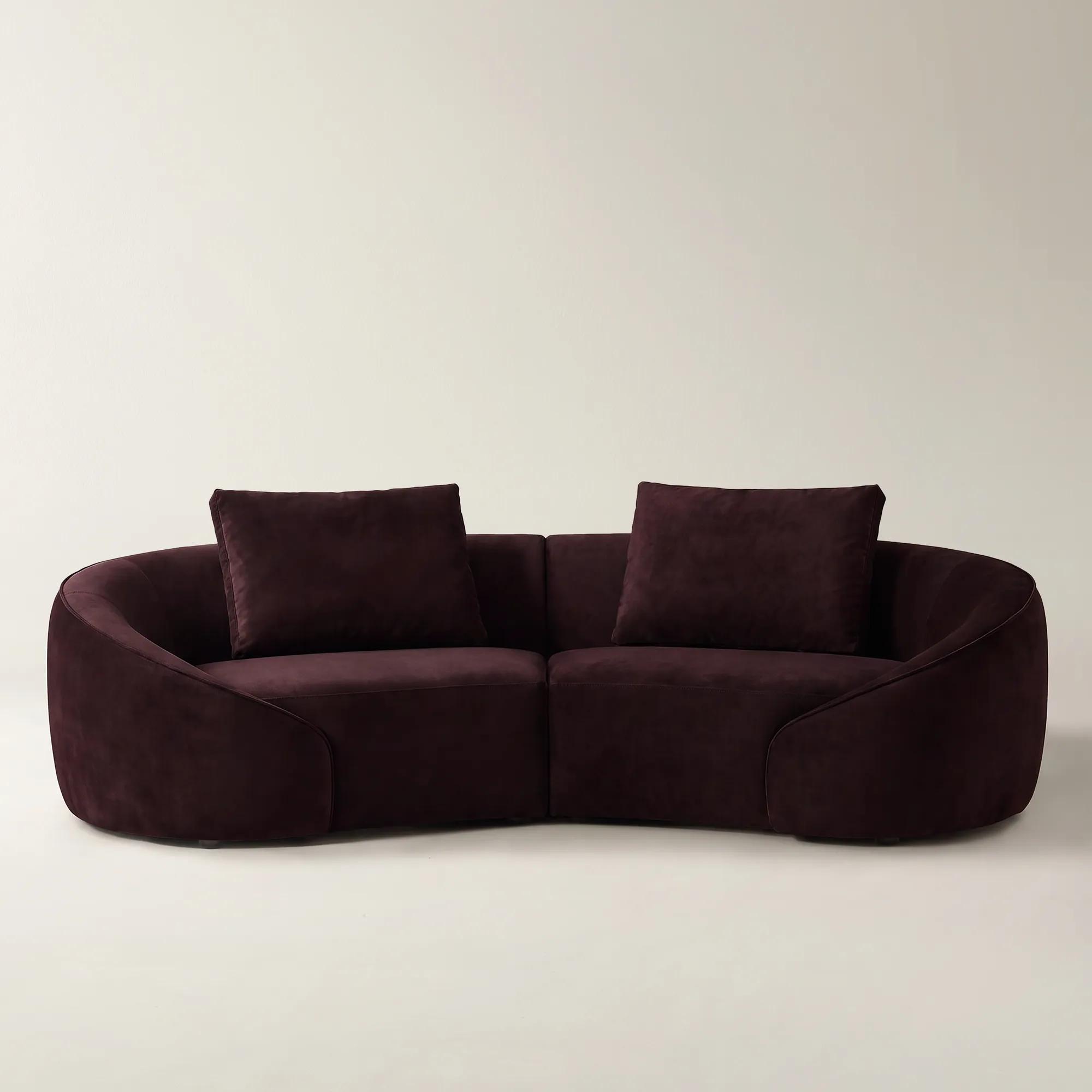 Irene 2-Piece Fig Velvet Sectional Sofa