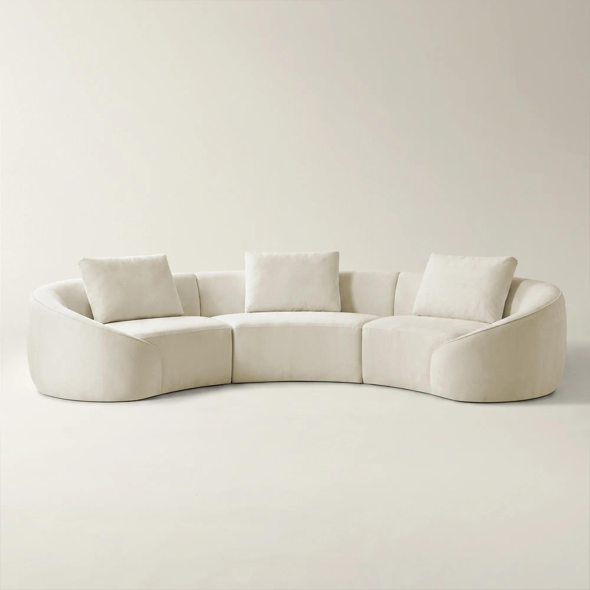 Irene 3-Piece Ivory Performance Chenille Sectional Sofa