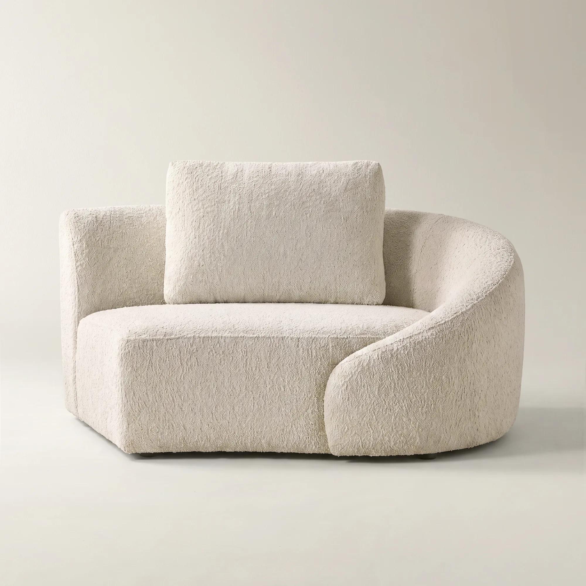 Irene Ivory Performance Boucle Right-Arm Chair