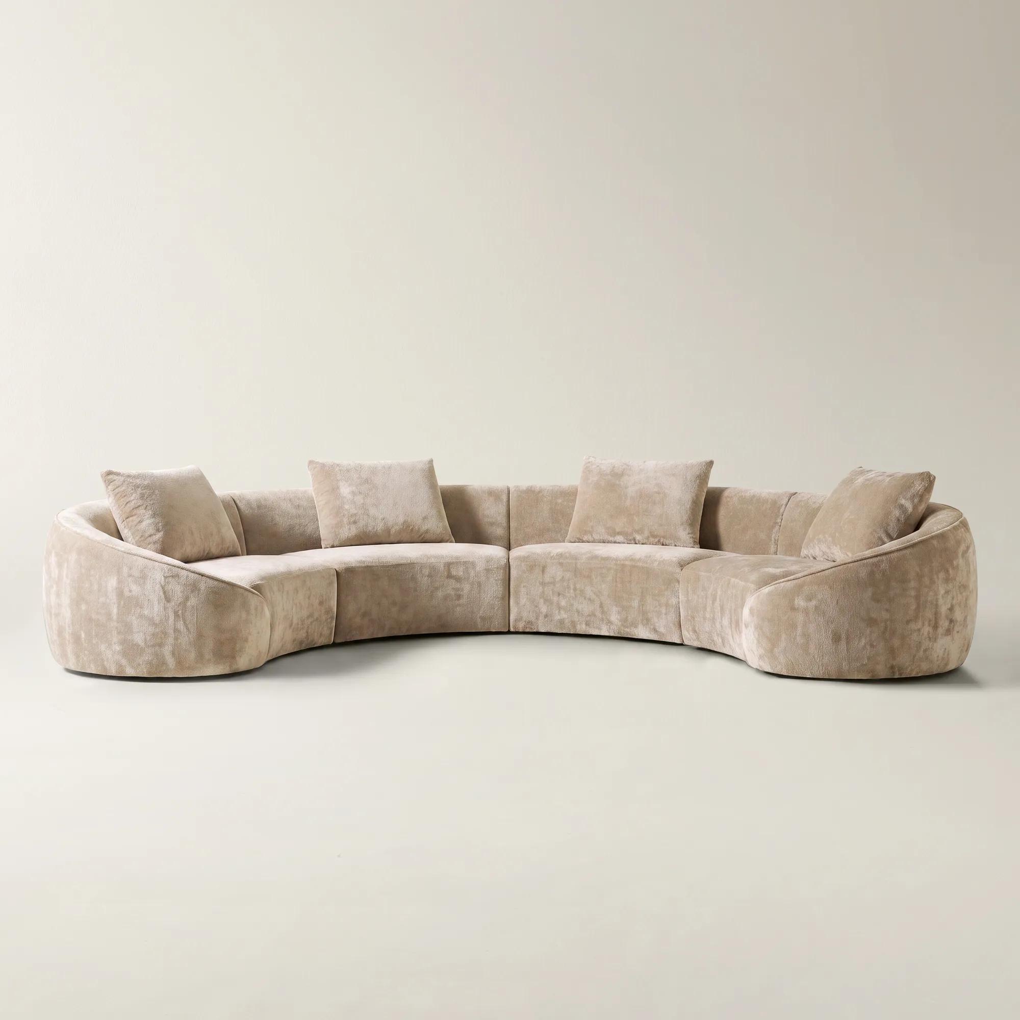 Irene 4-Piece Light Brown Chenille Sectional Sofa
