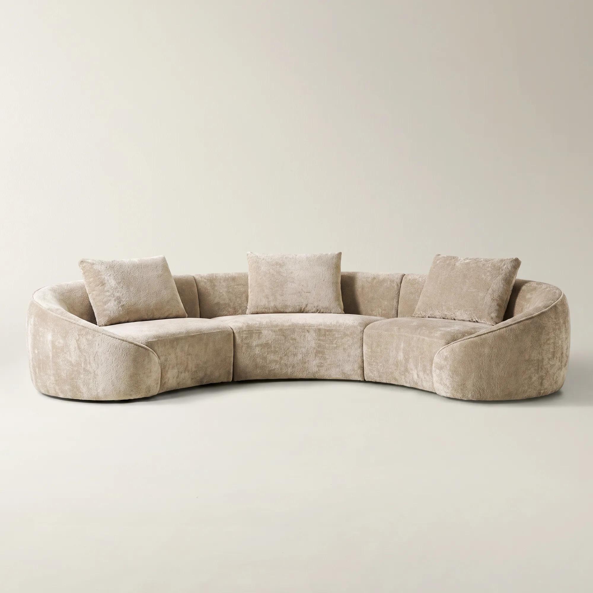 Irene 3-Piece Light Brown Chenille Sectional Sofa