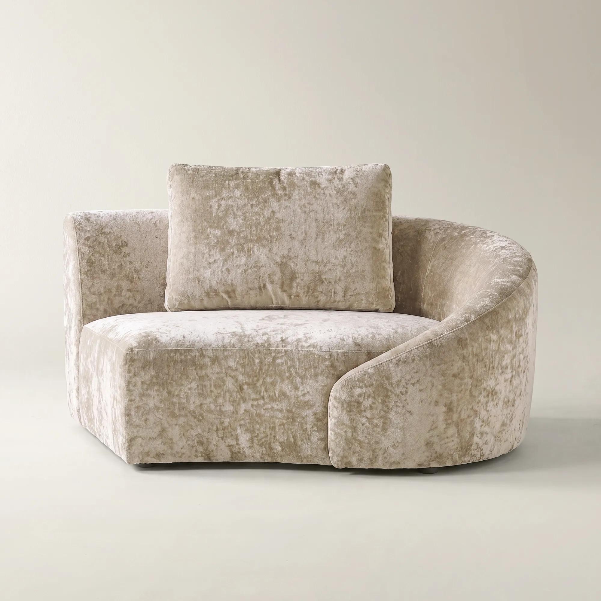 Irene Light Brown Chenille Right-Arm Chair