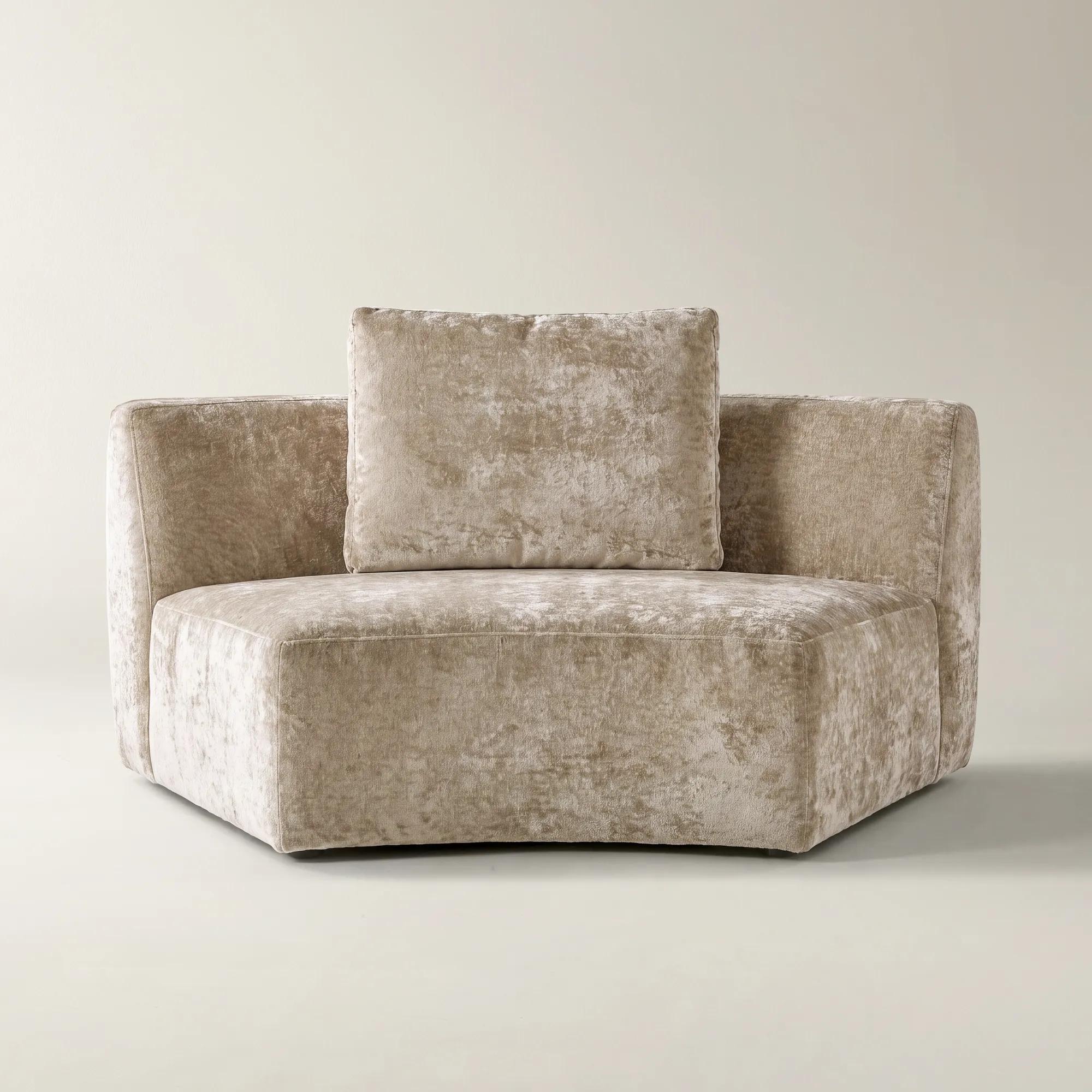 Irene Light Brown Chenille Armless Chair