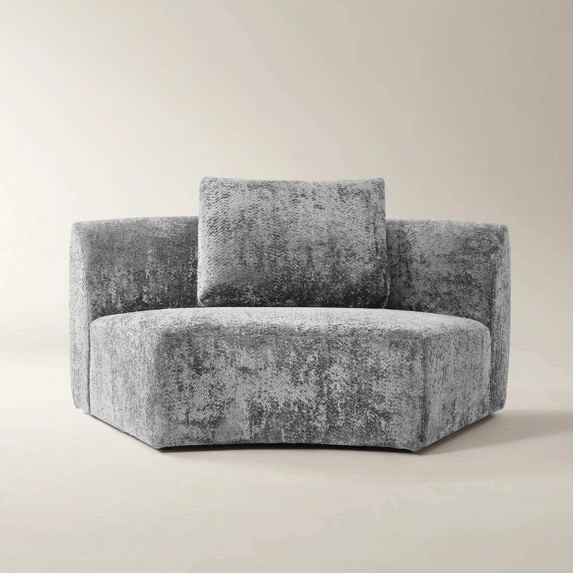 Irene Grey Chenille Armless Chair | Z Gallerie
