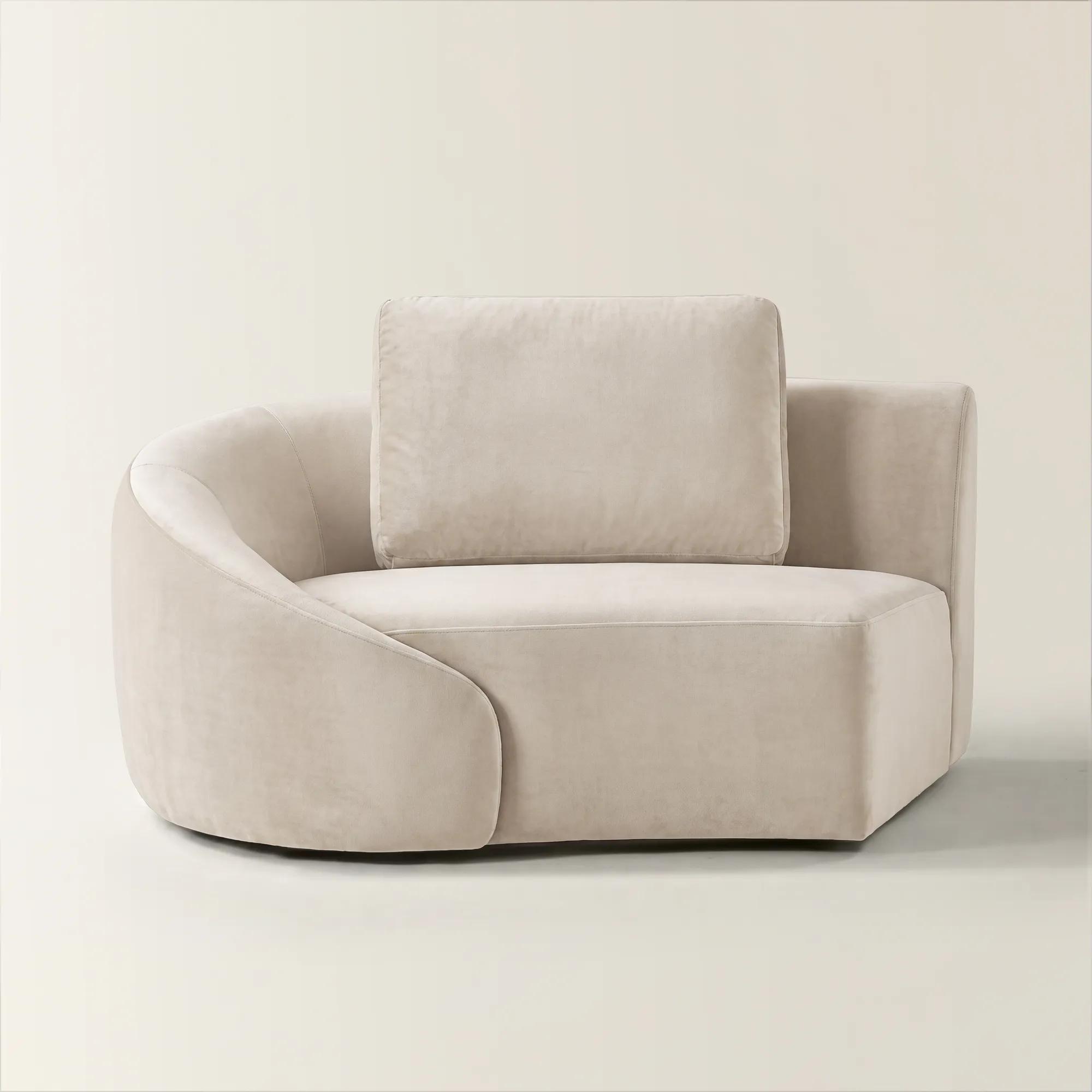 Irene Oatmeal Velvet Left-Arm Chair