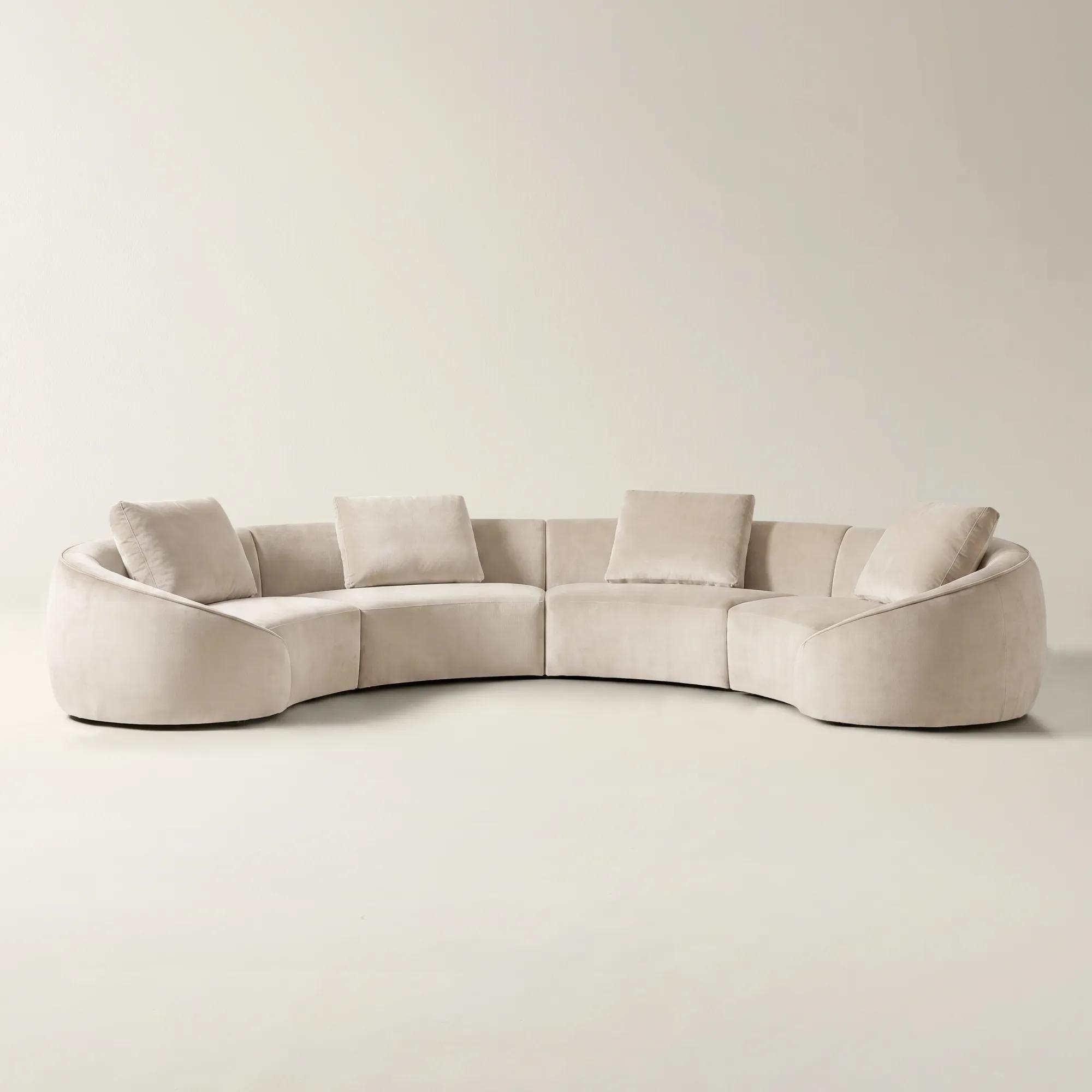 Irene 4-Piece Oatmeal Velvet Sectional Sofa