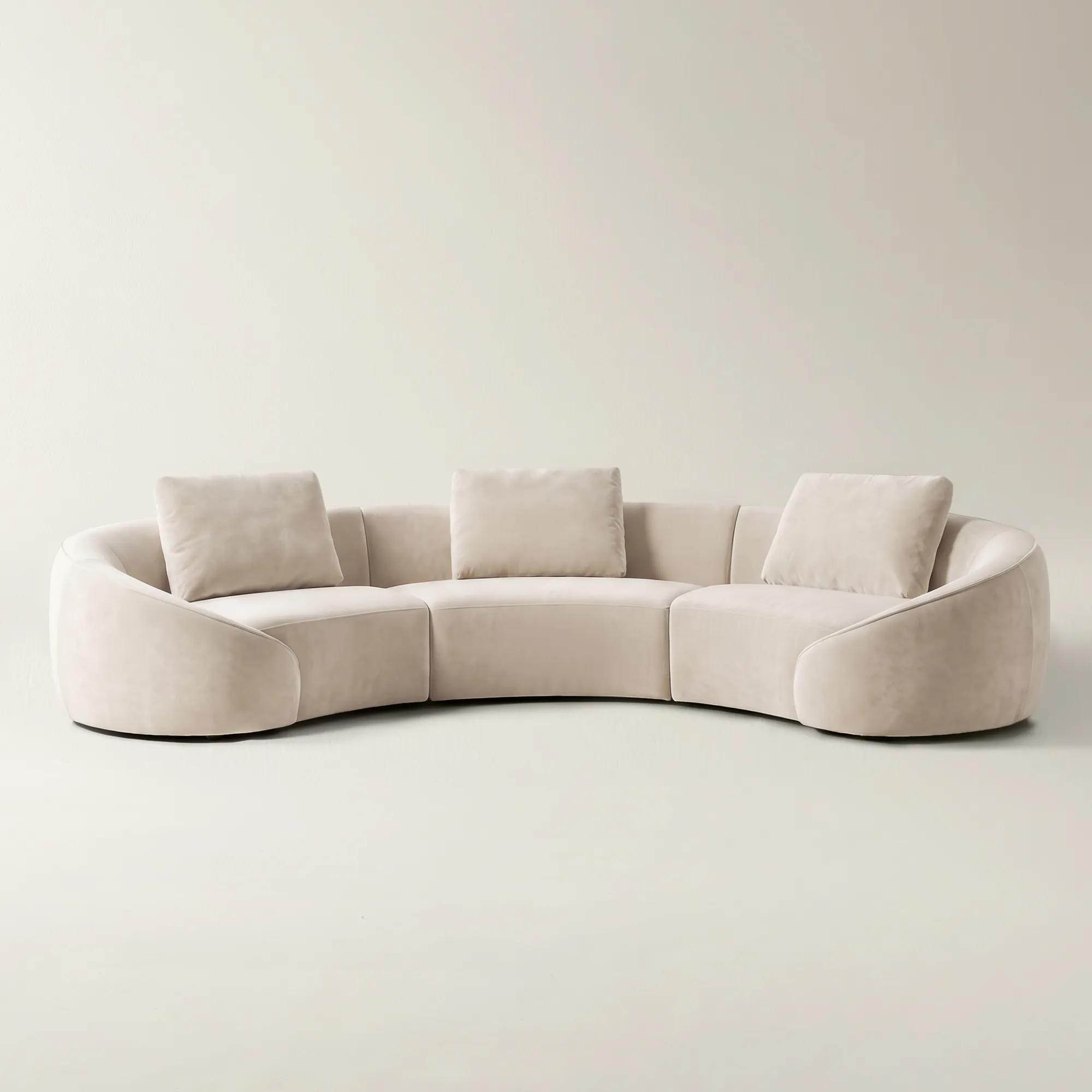 Irene 3-Piece Oatmeal Velvet Sectional Sofa