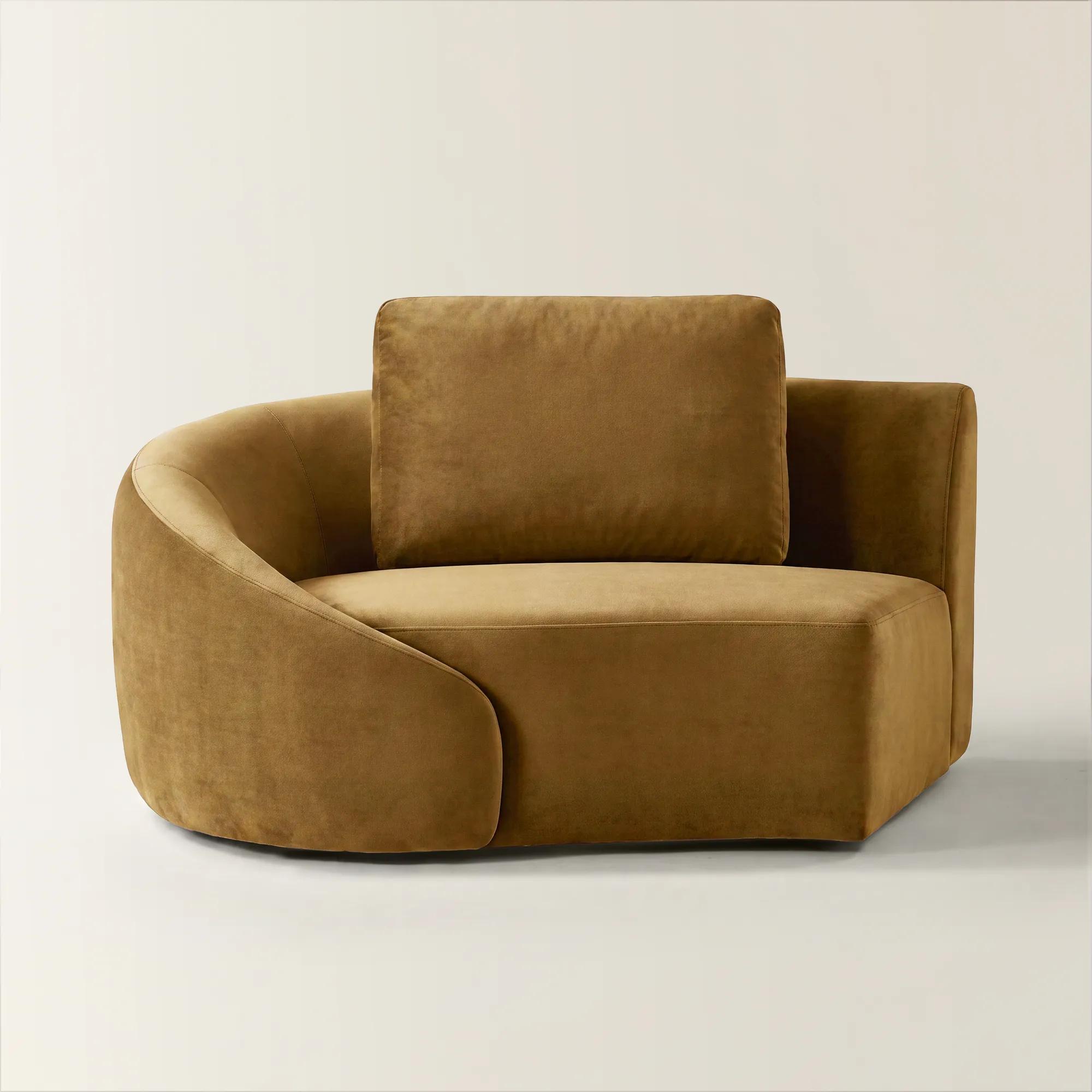 Irene Roasted Pecan Velvet Left-Arm Chair