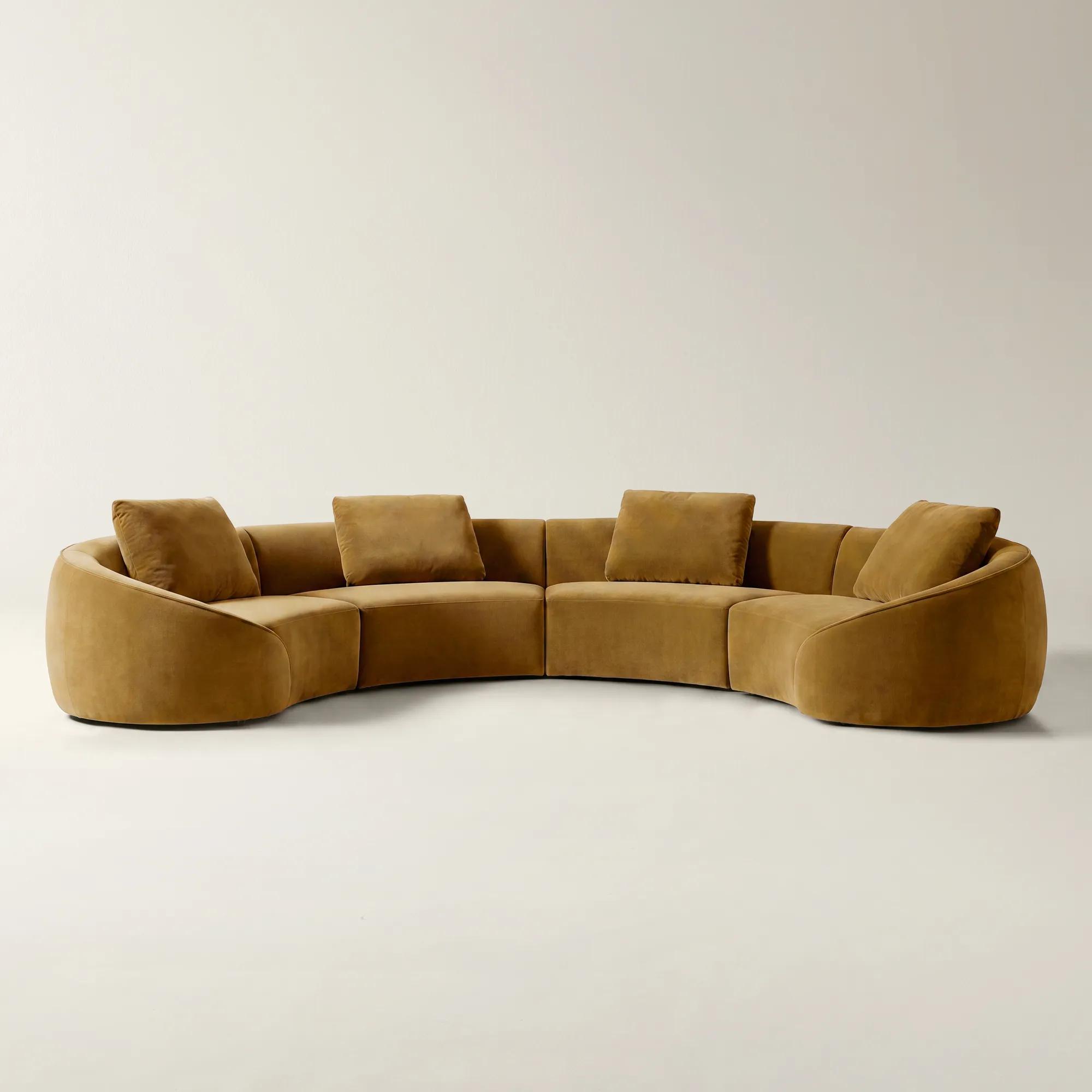 Irene 4-Piece Roasted Pecan Velvet Sectional Sofa