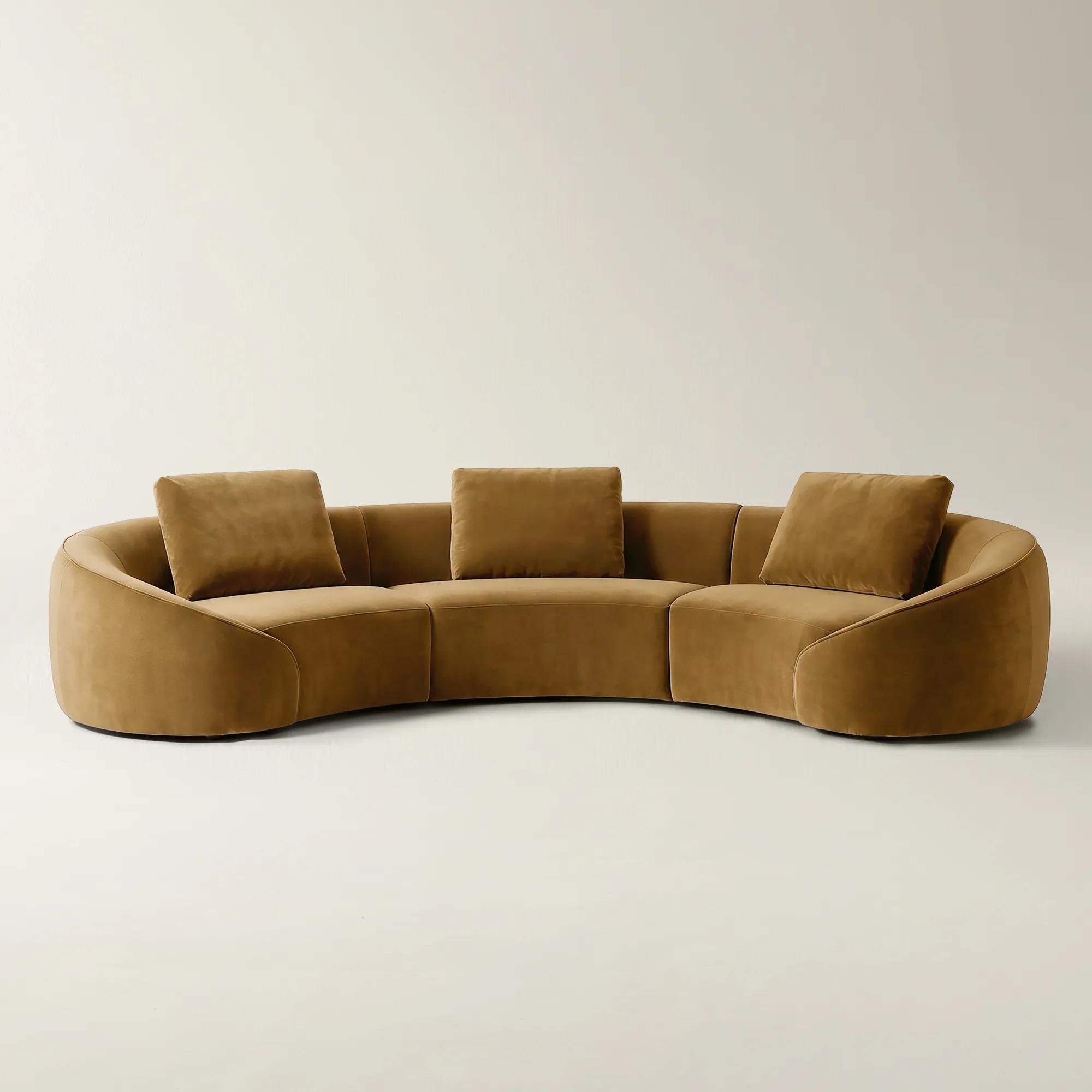 Irene 3-Piece Roasted Pecan Velvet Sectional Sofa