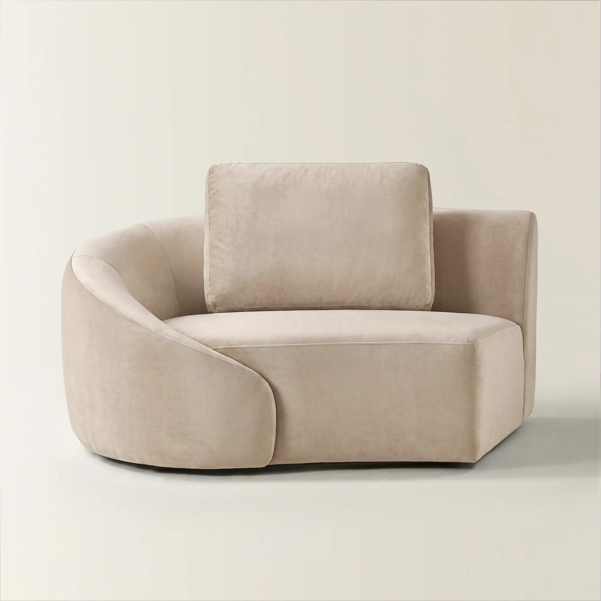 Irene Simply Taupe Velvet Left-Arm Chair