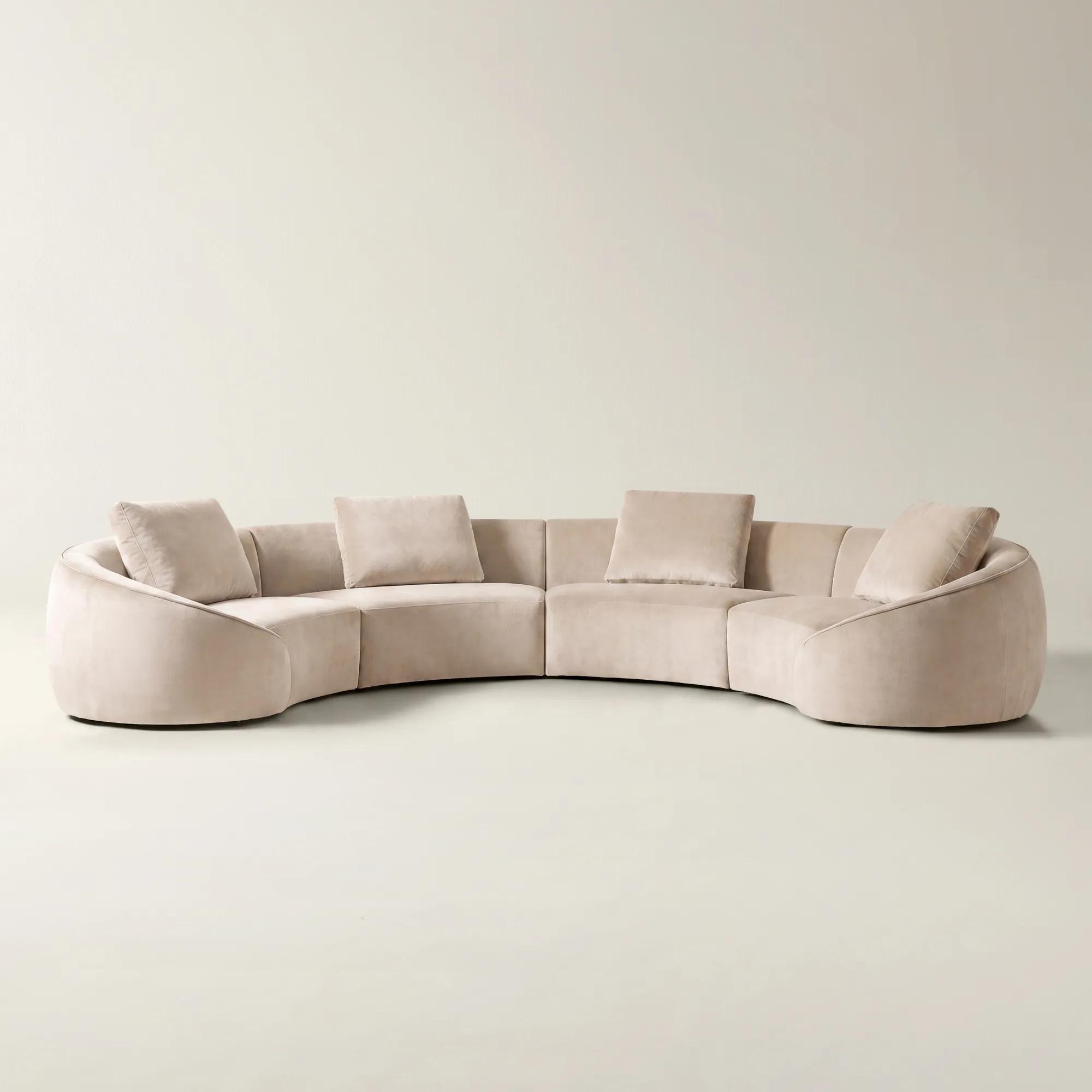 Irene 4-Piece Simply Taupe Velvet Sectional Sofa