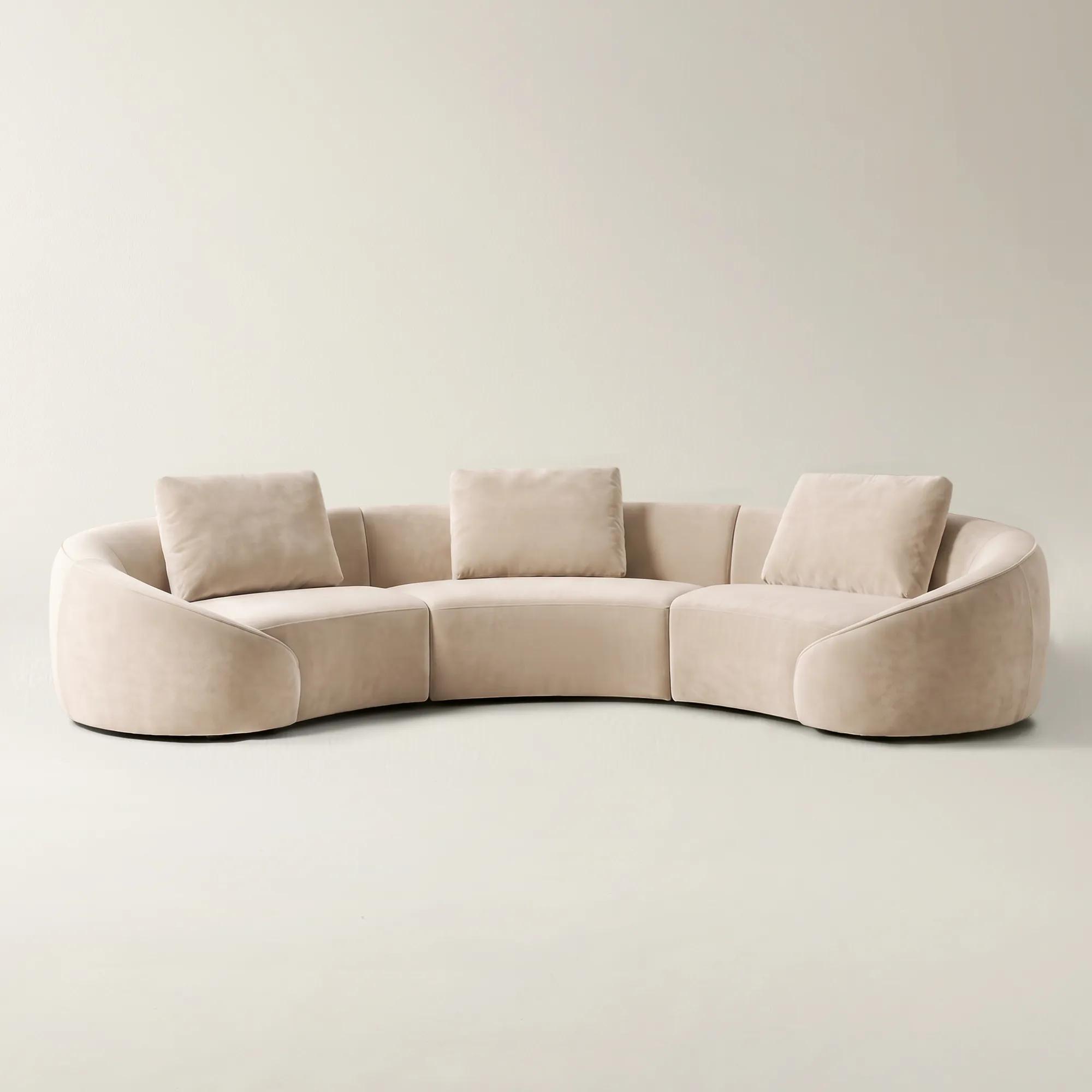 Irene 3-Piece Simply Taupe Velvet Sectional Sofa