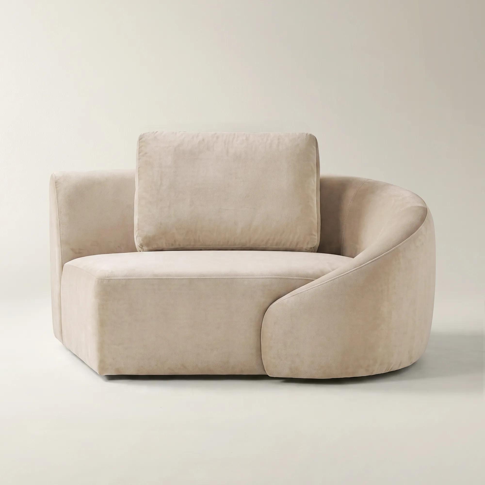 Irene Simply Taupe Velvet Right-Arm Chair